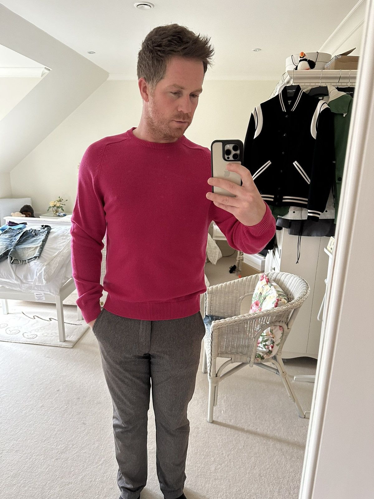Saint Laurent Paris SS15 Saint Laurent psych rock pink cashmere sweater Hedi Size US XL / EU 56 / 4 - 2 Thumbnail