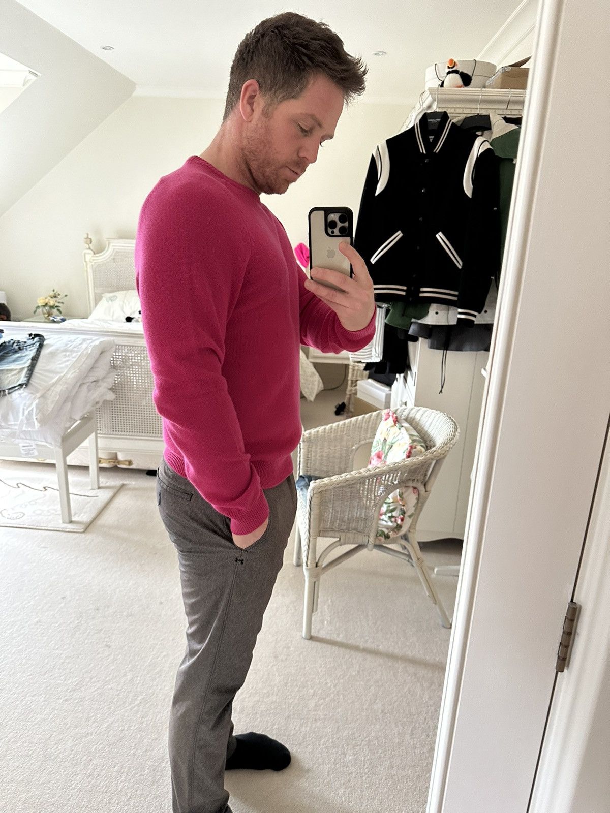 Saint Laurent Paris SS15 Saint Laurent psych rock pink cashmere sweater Hedi Size US XL / EU 56 / 4 - 3 Thumbnail