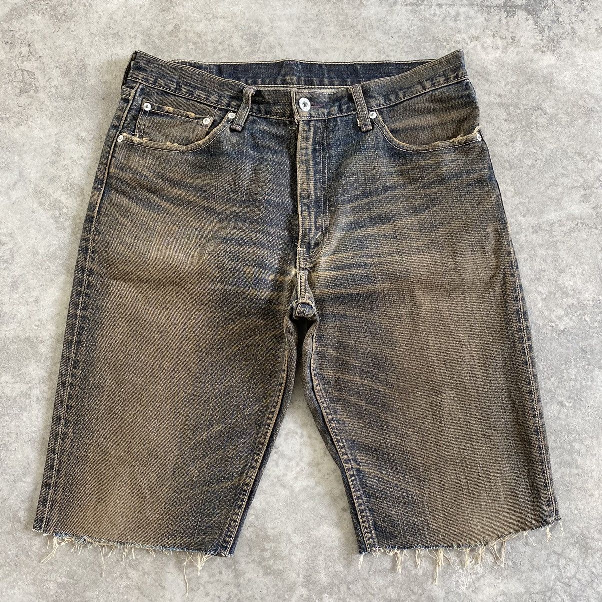 Vintage Levis 507 Faded Mud Washed Denim Shorts Jorts