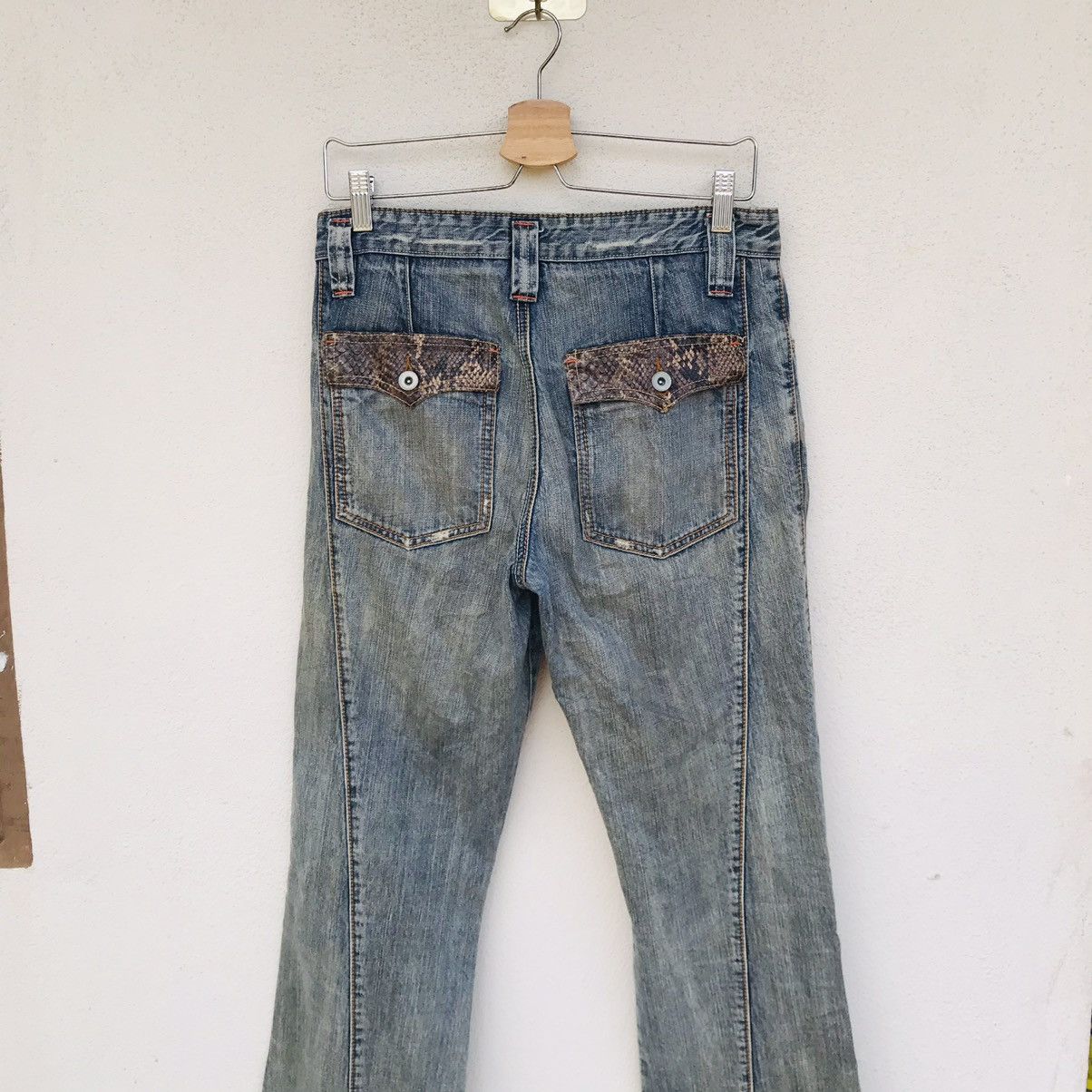 Japanese Brand Flared Distressed jean Snake leather pocket by Takaiq.com Size US 30 / EU 46 - 10 Thumbnail
