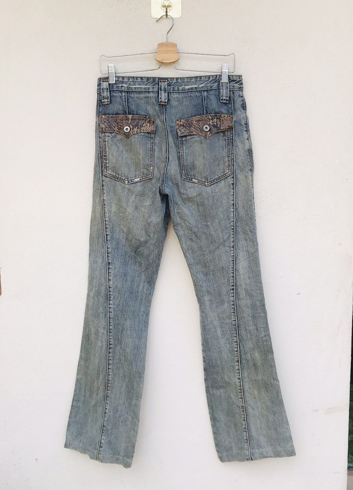 Japanese Brand Flared Distressed jean Snake leather pocket by Takaiq.com Size US 30 / EU 46 - 8 Thumbnail