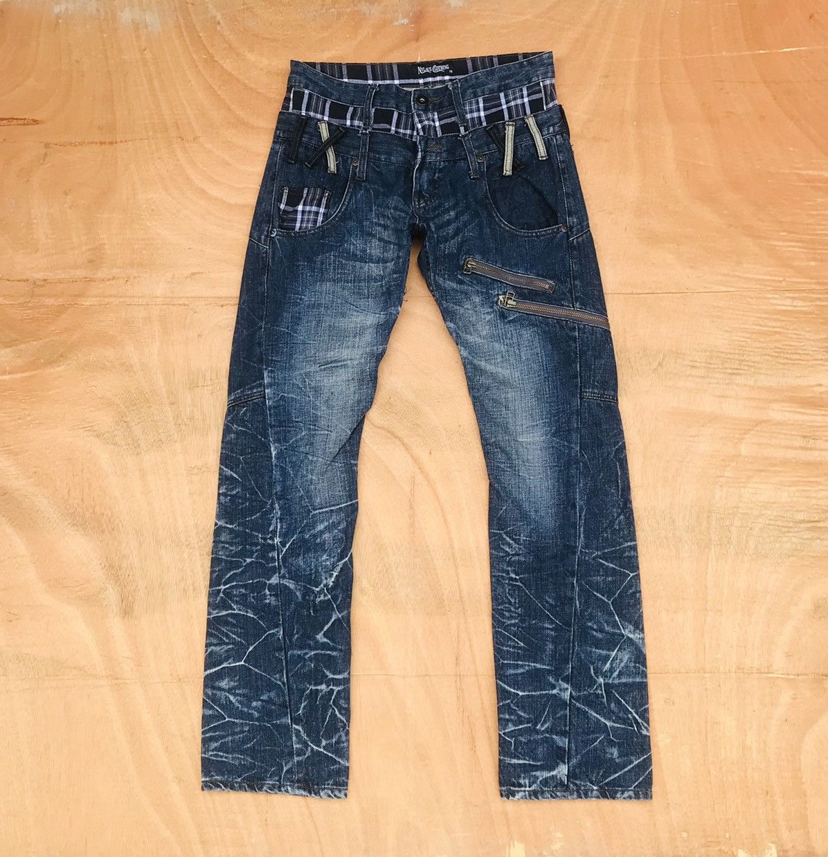 Japanese Brand Nylaus Thunderstorm flash mark zipper double waist Size US 29 - 1 Thumbnail