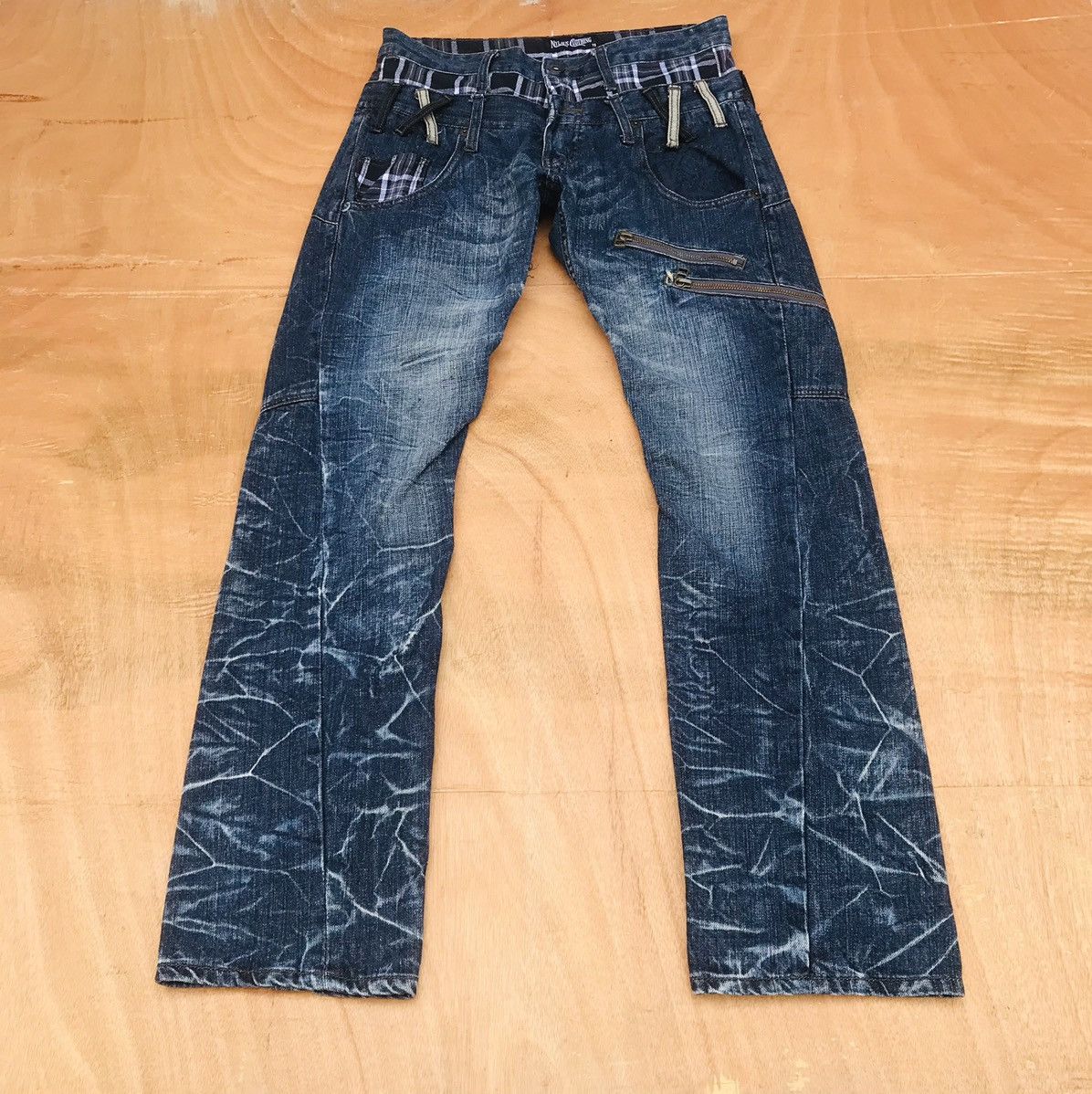 Japanese Brand Nylaus Thunderstorm flash mark zipper double waist Size US 29 - 2 Thumbnail
