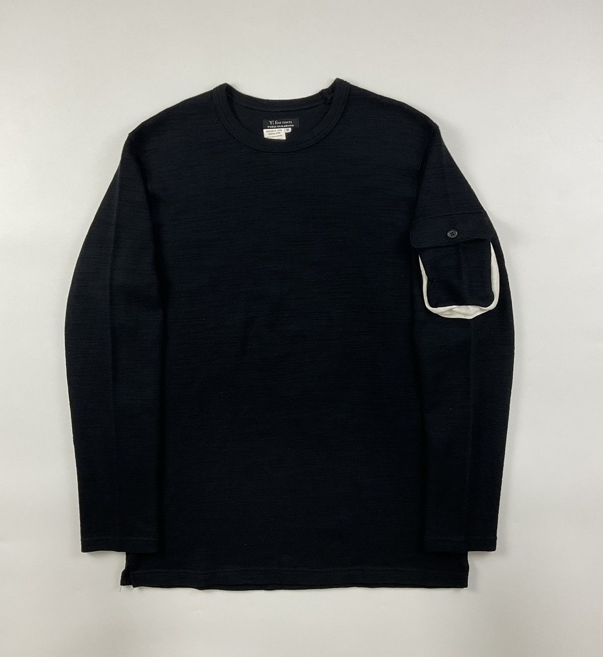 image of Yohji Yamamoto - Y's For Men A/w'98 Sleeve Pocket Sweatshirt in Black (Size Medium)