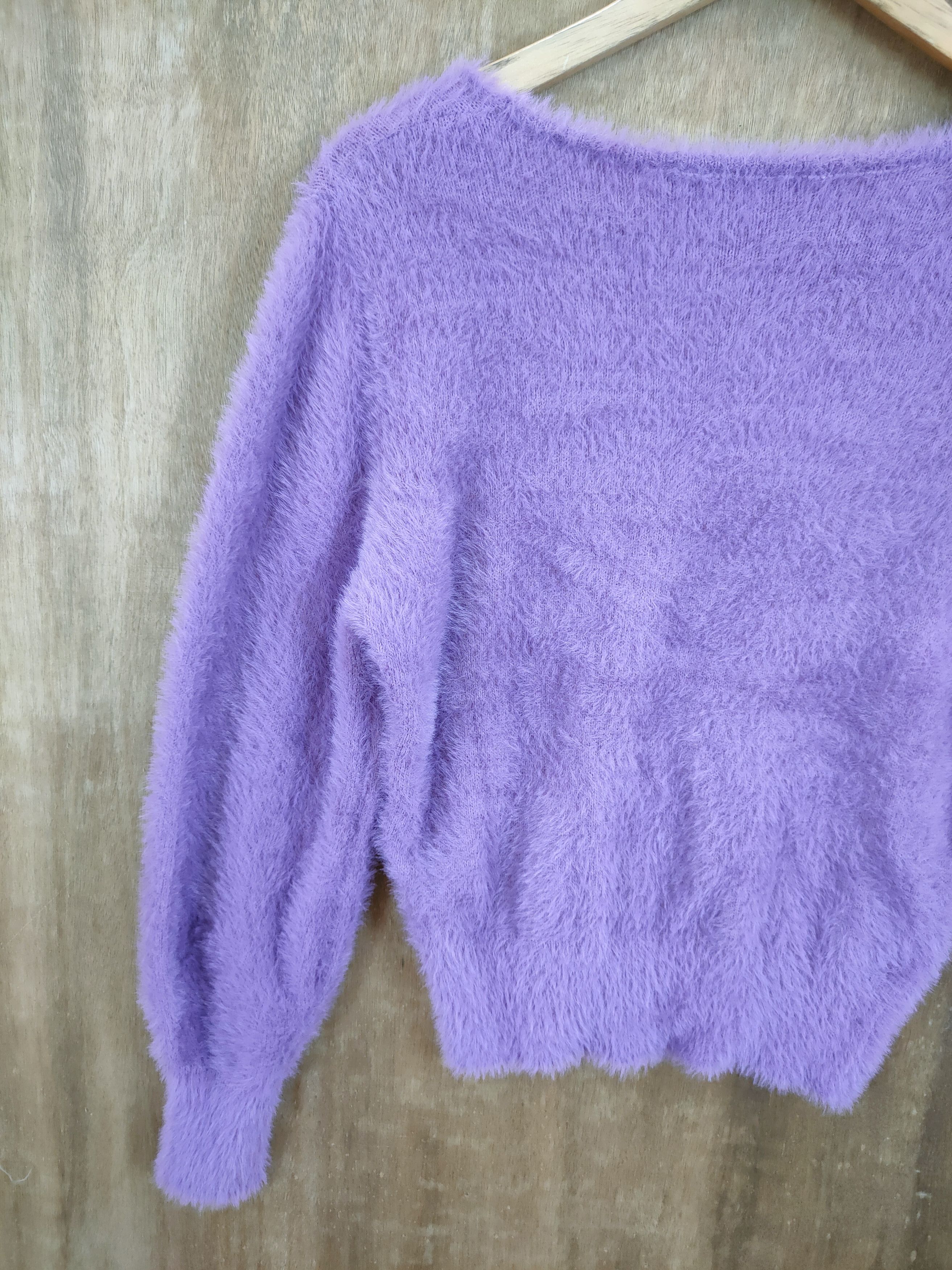 Vintage D GRL mohair fur shag shaggy knitwear purple #46-987 Size S / US 4 / IT 40 - 9 Thumbnail