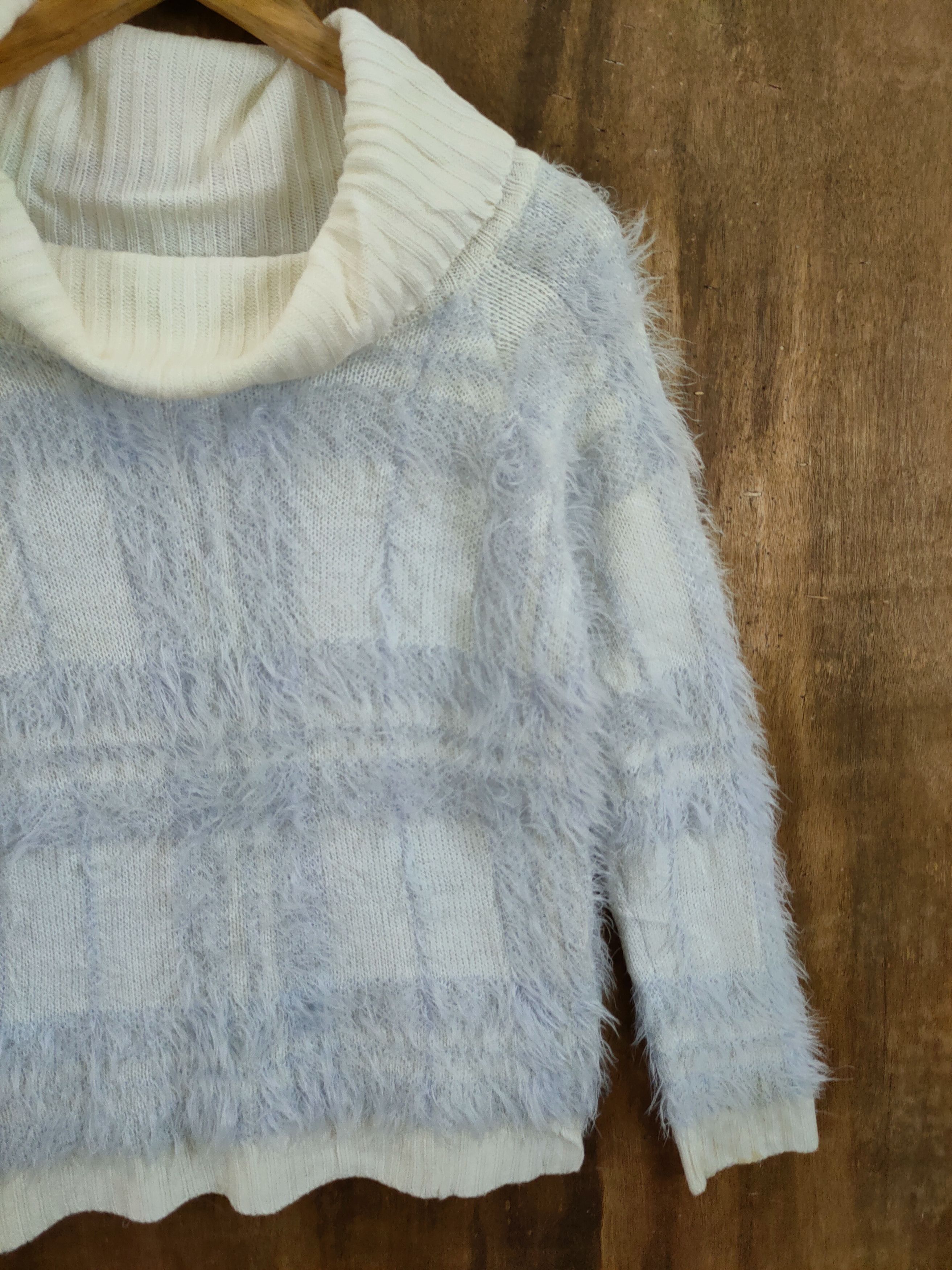Homespun Knitwear D Luccica checkered mohair shag shaggy fur knitwear #46-988 Size S / US 4 / IT 40 - 8 Thumbnail