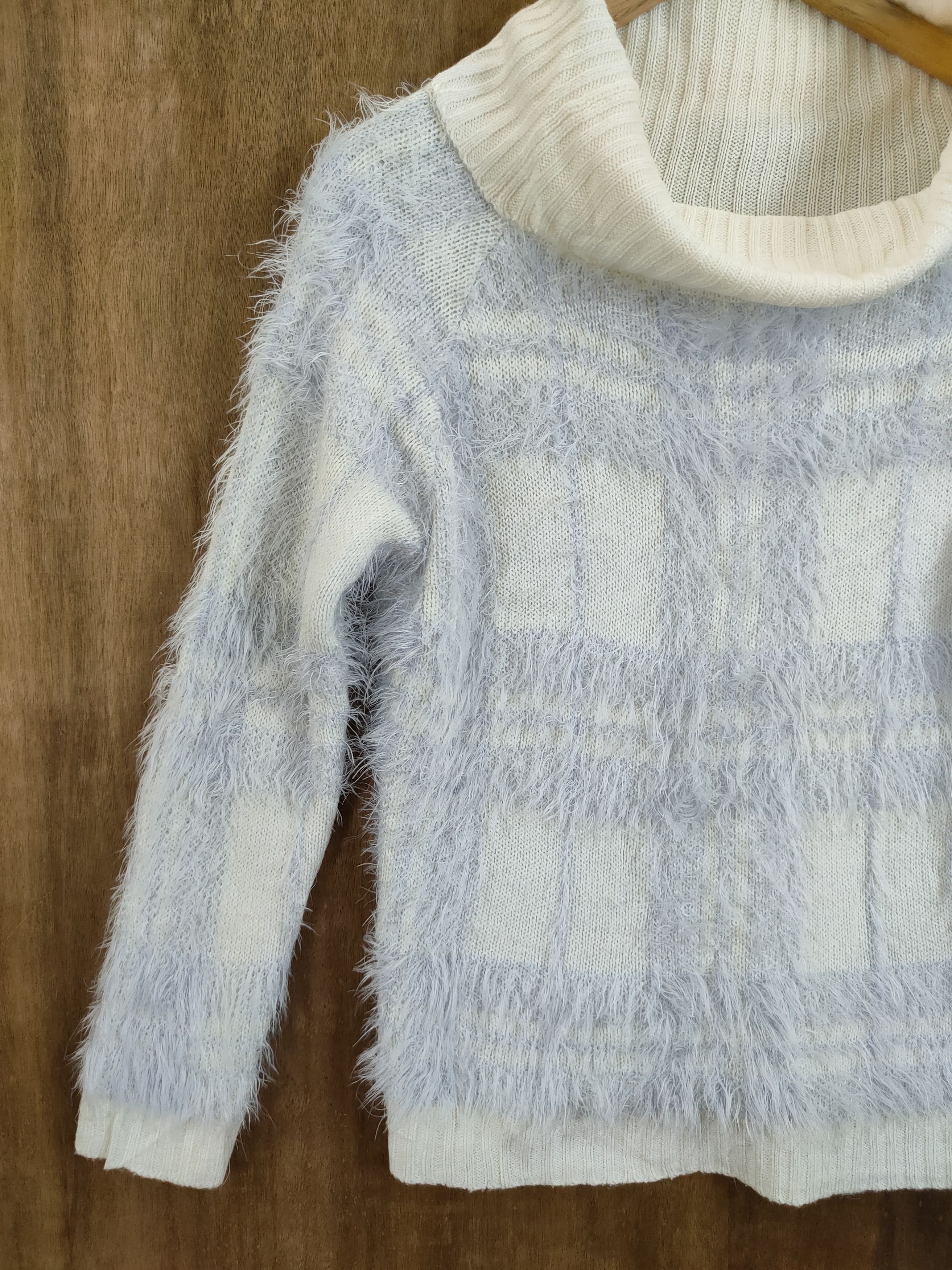 Homespun Knitwear D Luccica checkered mohair shag shaggy fur knitwear #46-988 Size S / US 4 / IT 40 - 2 Thumbnail