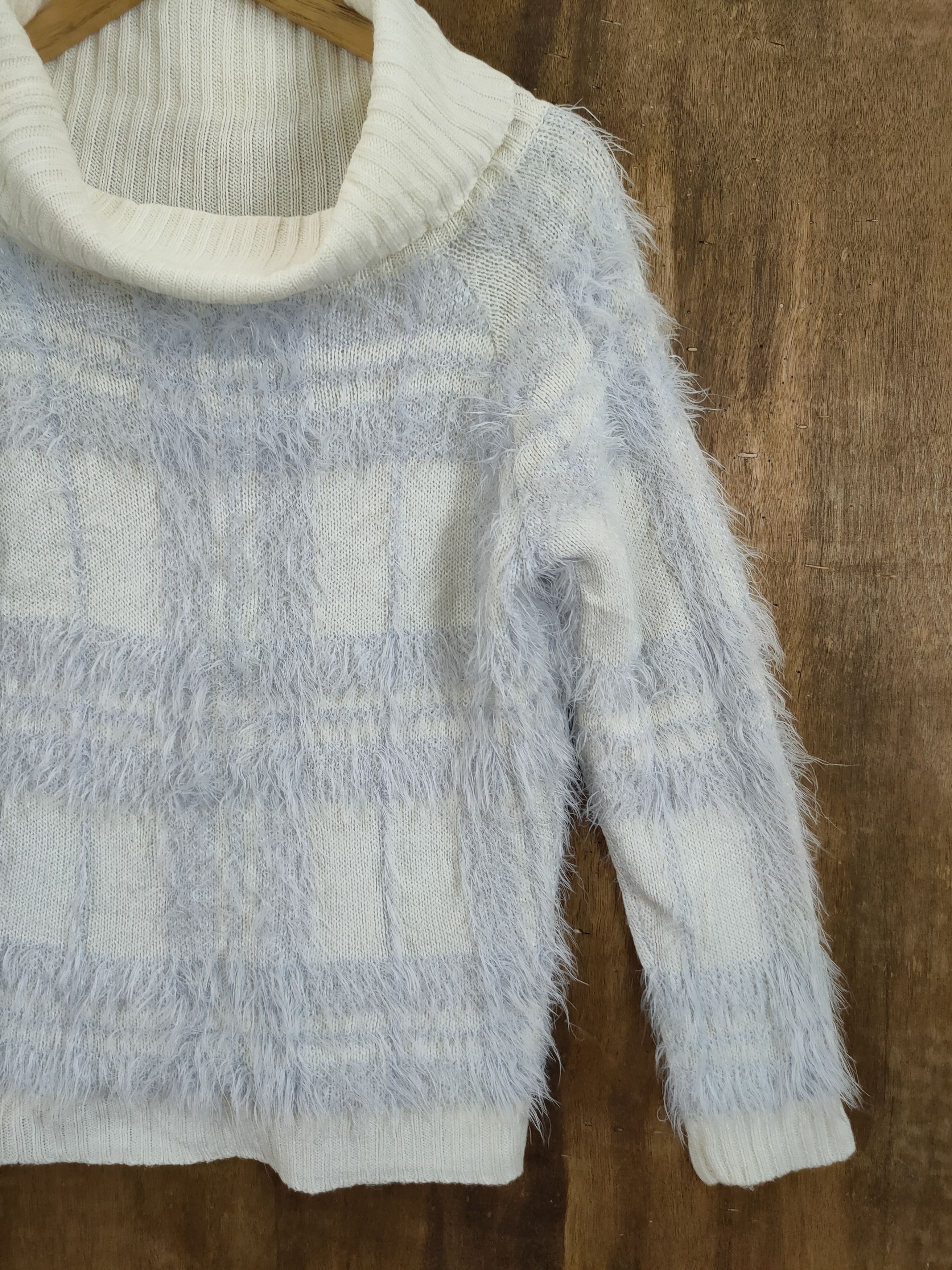 Homespun Knitwear D Luccica checkered mohair shag shaggy fur knitwear #46-988 Size S / US 4 / IT 40 - 3 Thumbnail