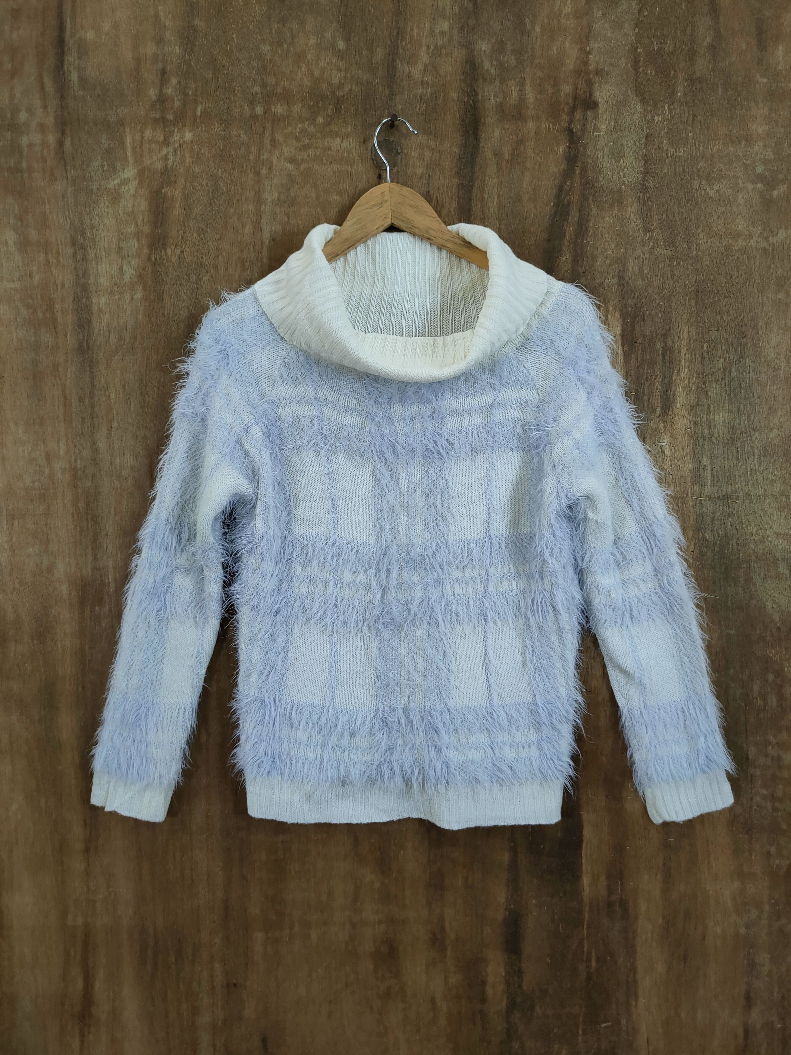 Homespun Knitwear D Luccica checkered mohair shag shaggy fur knitwear #46-988 Size S / US 4 / IT 40 - 1 Thumbnail
