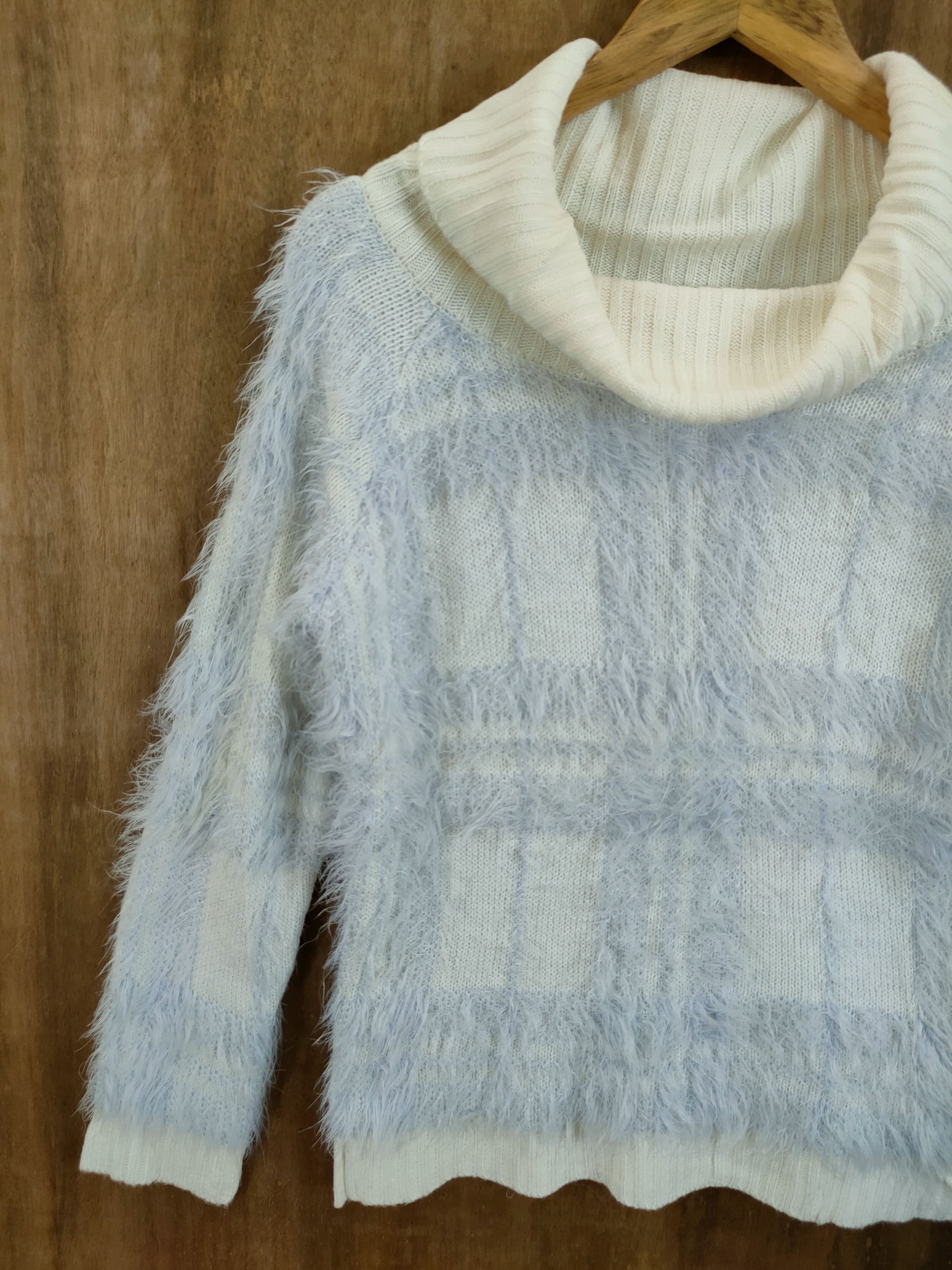Homespun Knitwear D Luccica checkered mohair shag shaggy fur knitwear #46-988 Size S / US 4 / IT 40 - 7 Thumbnail
