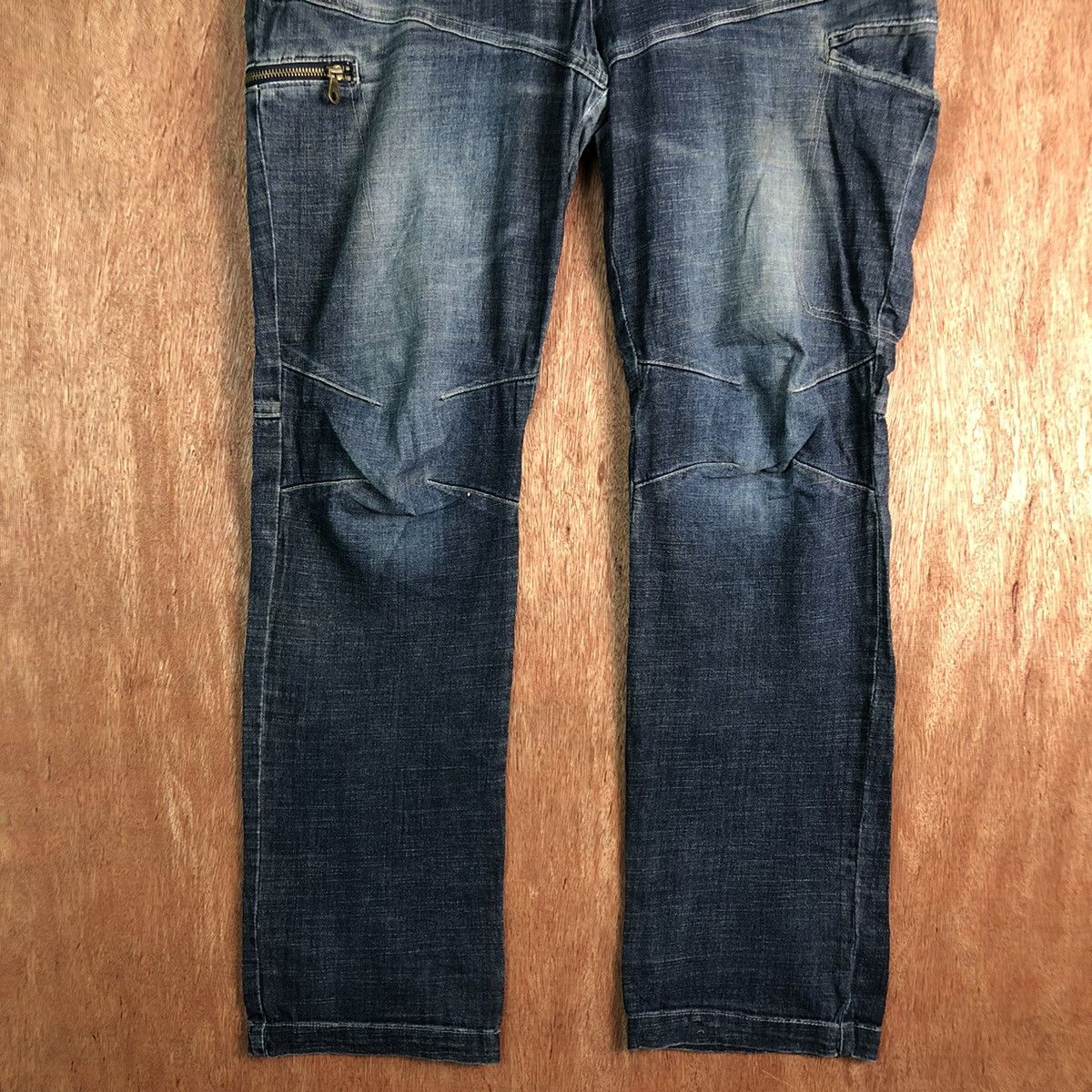 Japanese Brand Fieldcore Aero Stretch Blue Denim Pants #c270 Size US 35 - 3 Thumbnail