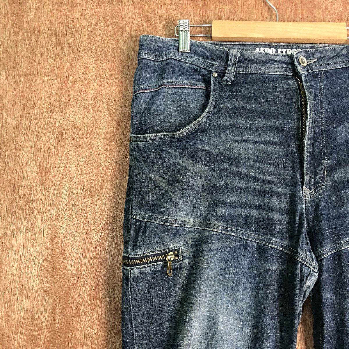 Japanese Brand Fieldcore Aero Stretch Blue Denim Pants #c270 Size US 35 - 5 Thumbnail