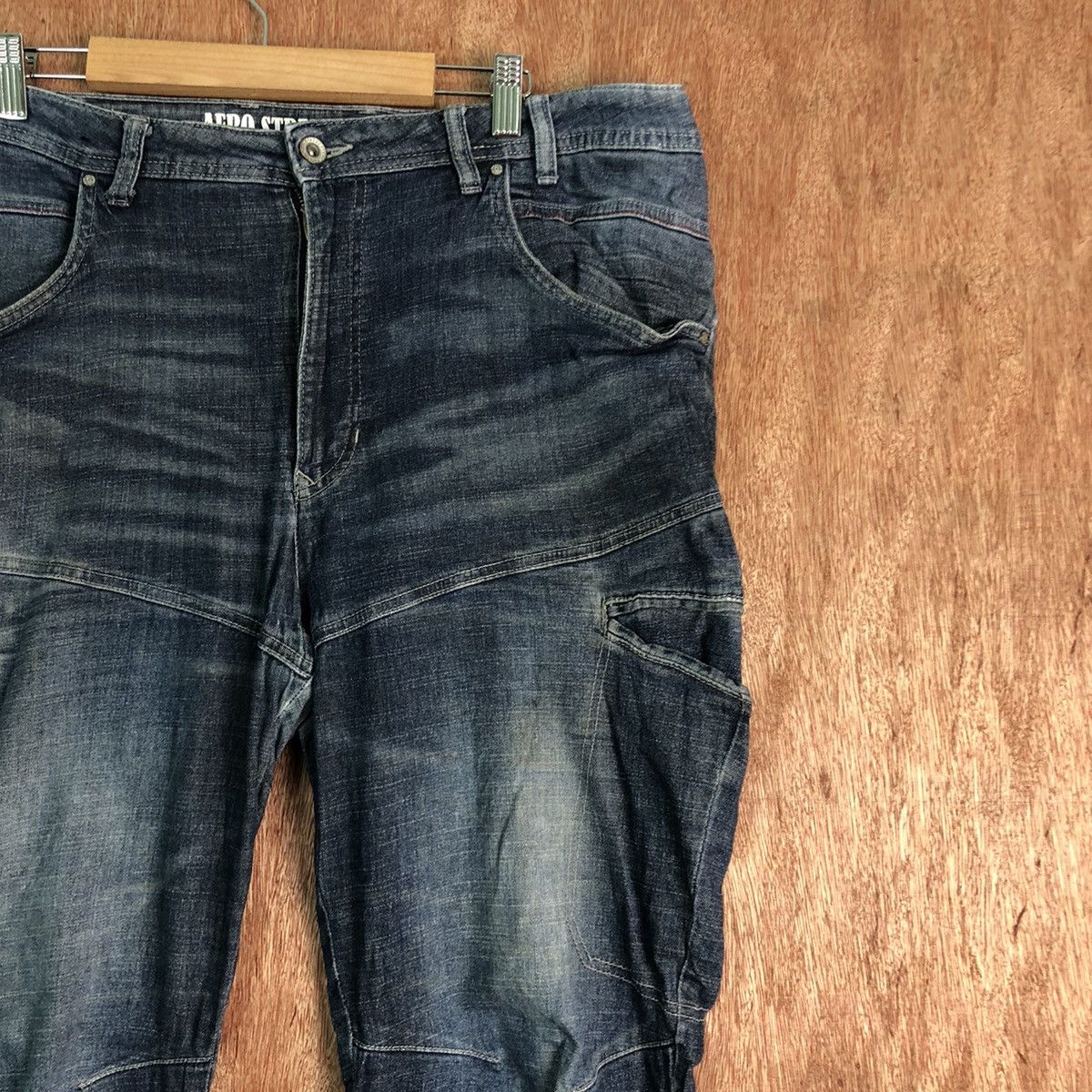Japanese Brand Fieldcore Aero Stretch Blue Denim Pants #c270 Size US 35 - 4 Thumbnail