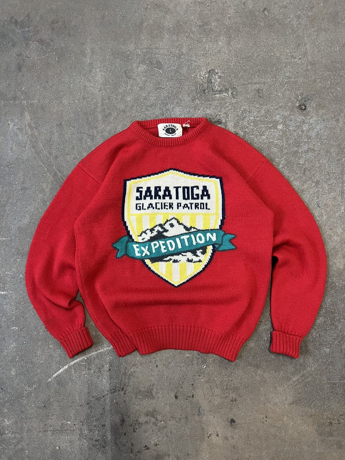 image of Archival Clothing x Vintage 80's Vintage Saratoga Glacier Patrol Expedition Knit Sweater in Red (Si