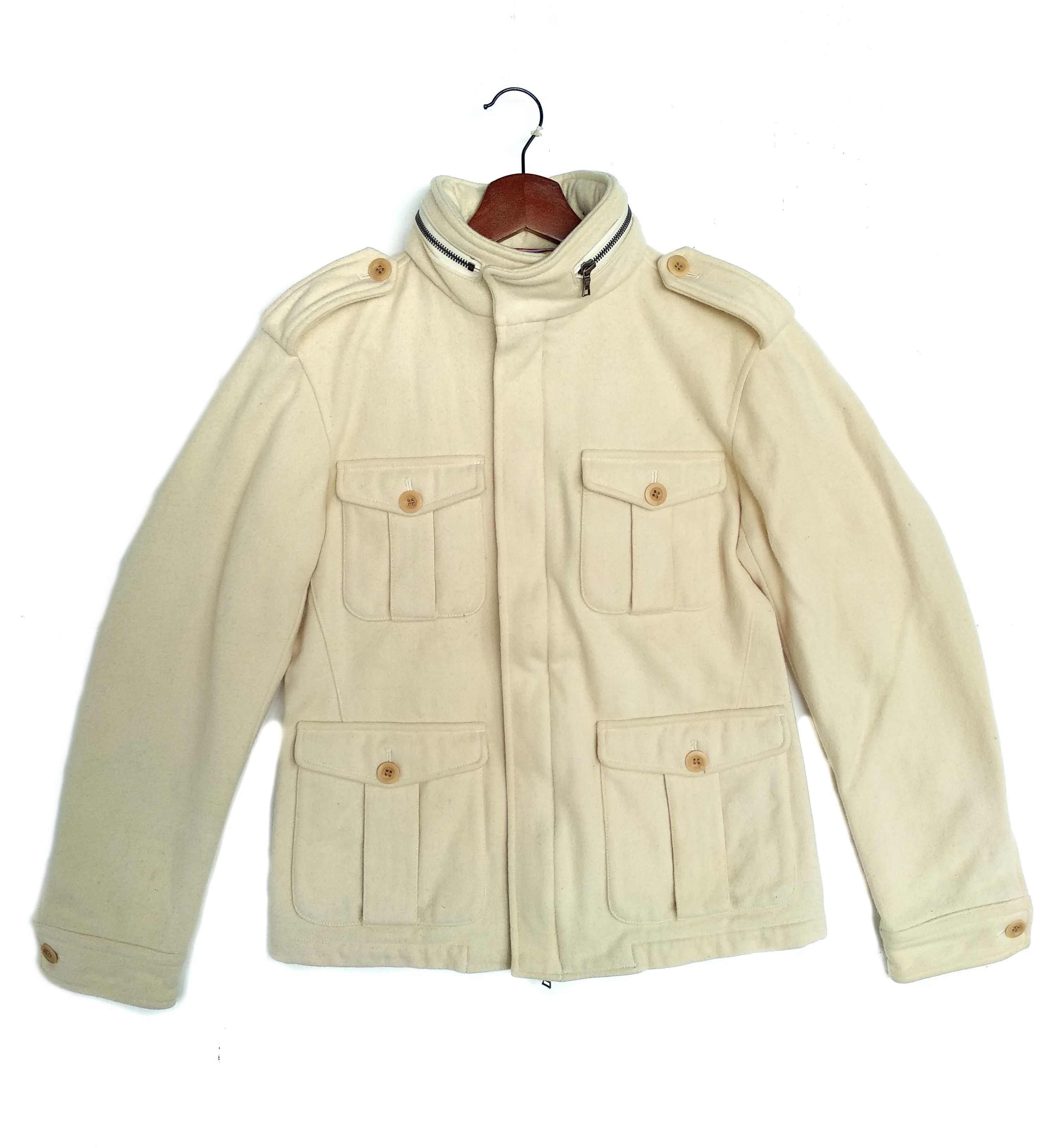 image of Paul Smith Multipocket Wool Jacket/size L/wool in Cream, Women's (Size Large)