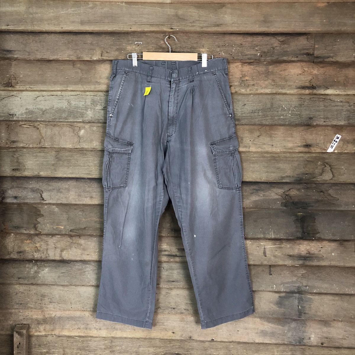 image of Faded Glory Dark Blue Faded Vintage Cargo Multipocket Pants 1886, Men's (Size 34)