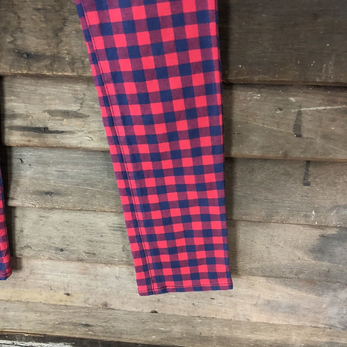 Japanese Brand Letter Checkred Blue Red Casual Pants #4637 Size US 28 / EU 44 - 7 Thumbnail