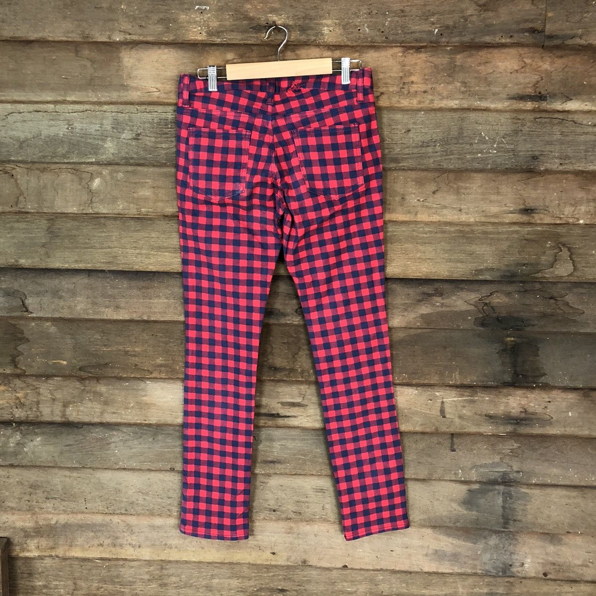 Japanese Brand Letter Checkred Blue Red Casual Pants #4637 Size US 28 / EU 44 - 9 Thumbnail