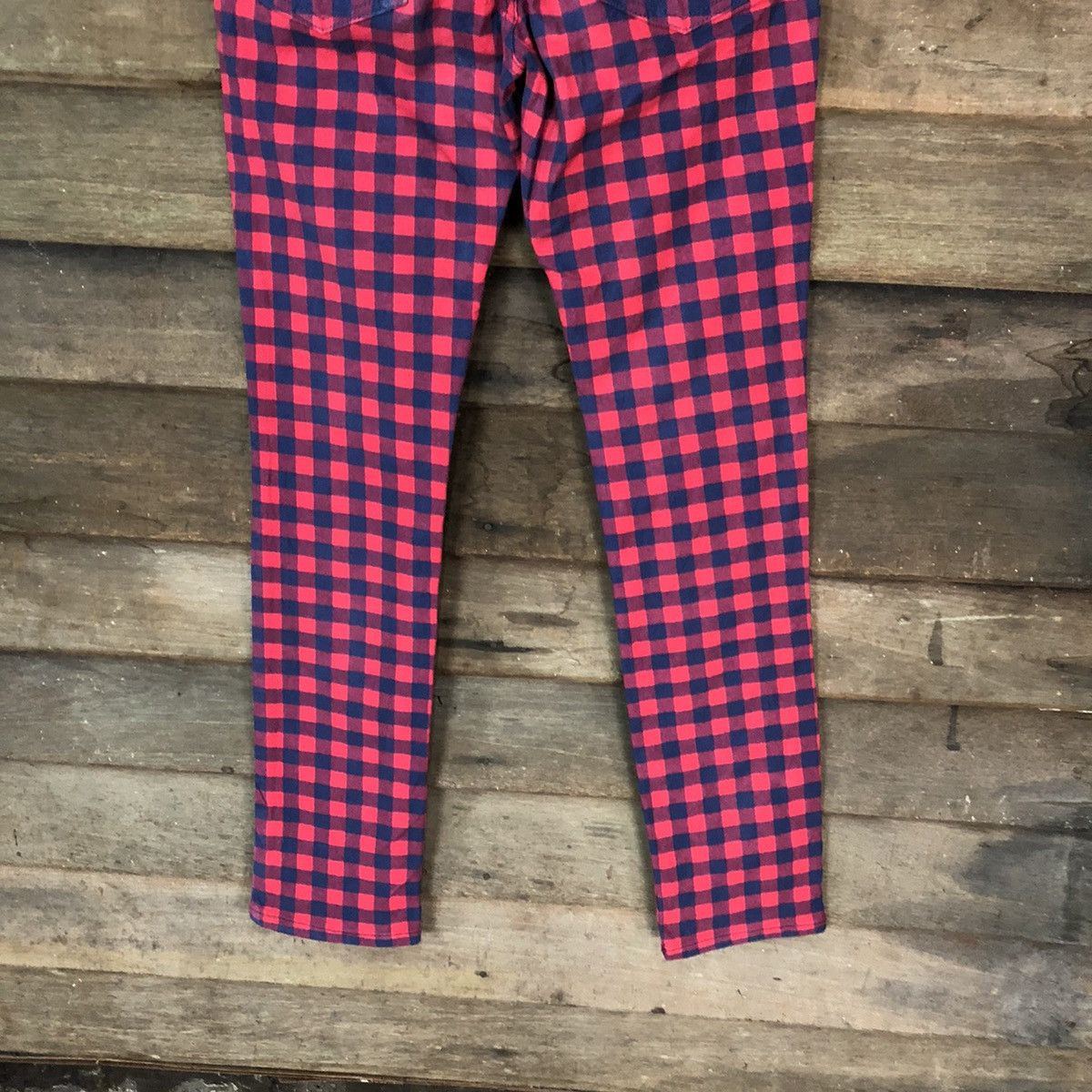 Japanese Brand Letter Checkred Blue Red Casual Pants #4637 Size US 28 / EU 44 - 11 Thumbnail