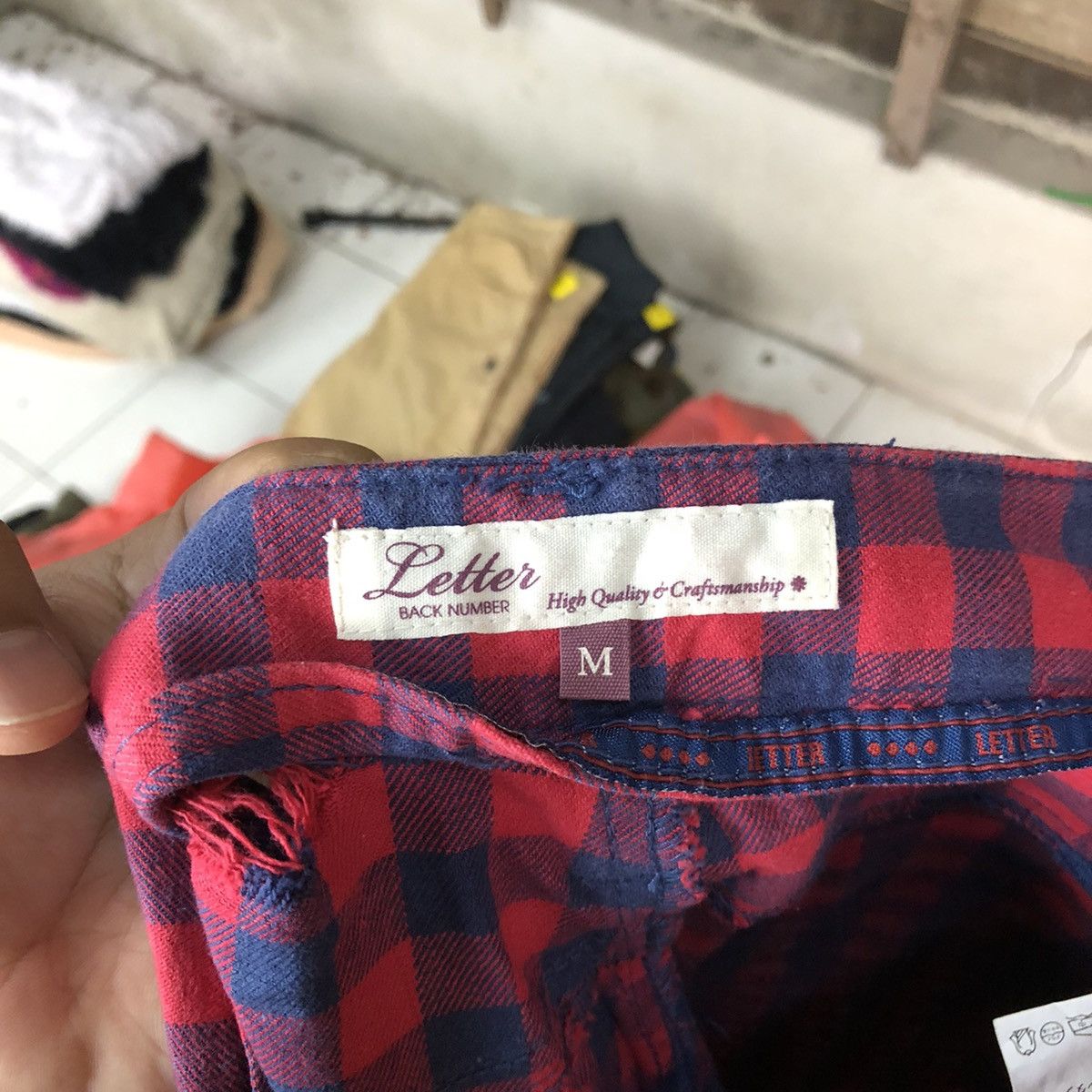 Japanese Brand Letter Checkred Blue Red Casual Pants #4637 Size US 28 / EU 44 - 14 Thumbnail