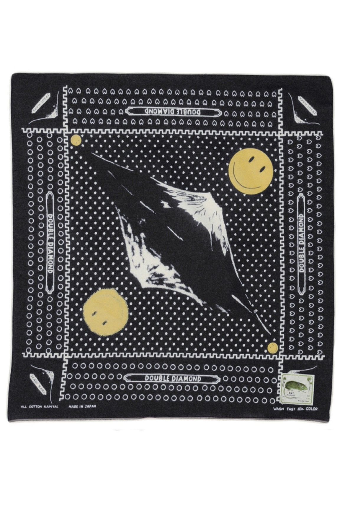 image of Kapital Mt. Fuji Smiley Bandana in Black, Men's