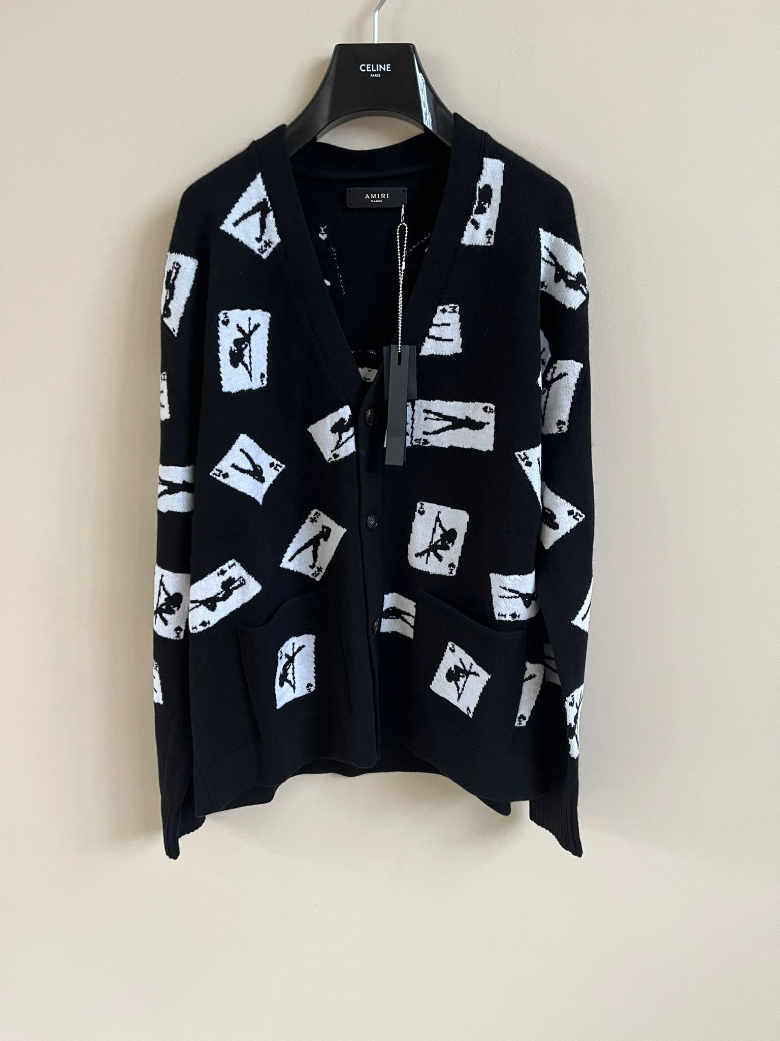 Amiri Cards Intarsla Cardigan in Black Size US XL / EU 56 / 4 - 1 Thumbnail
