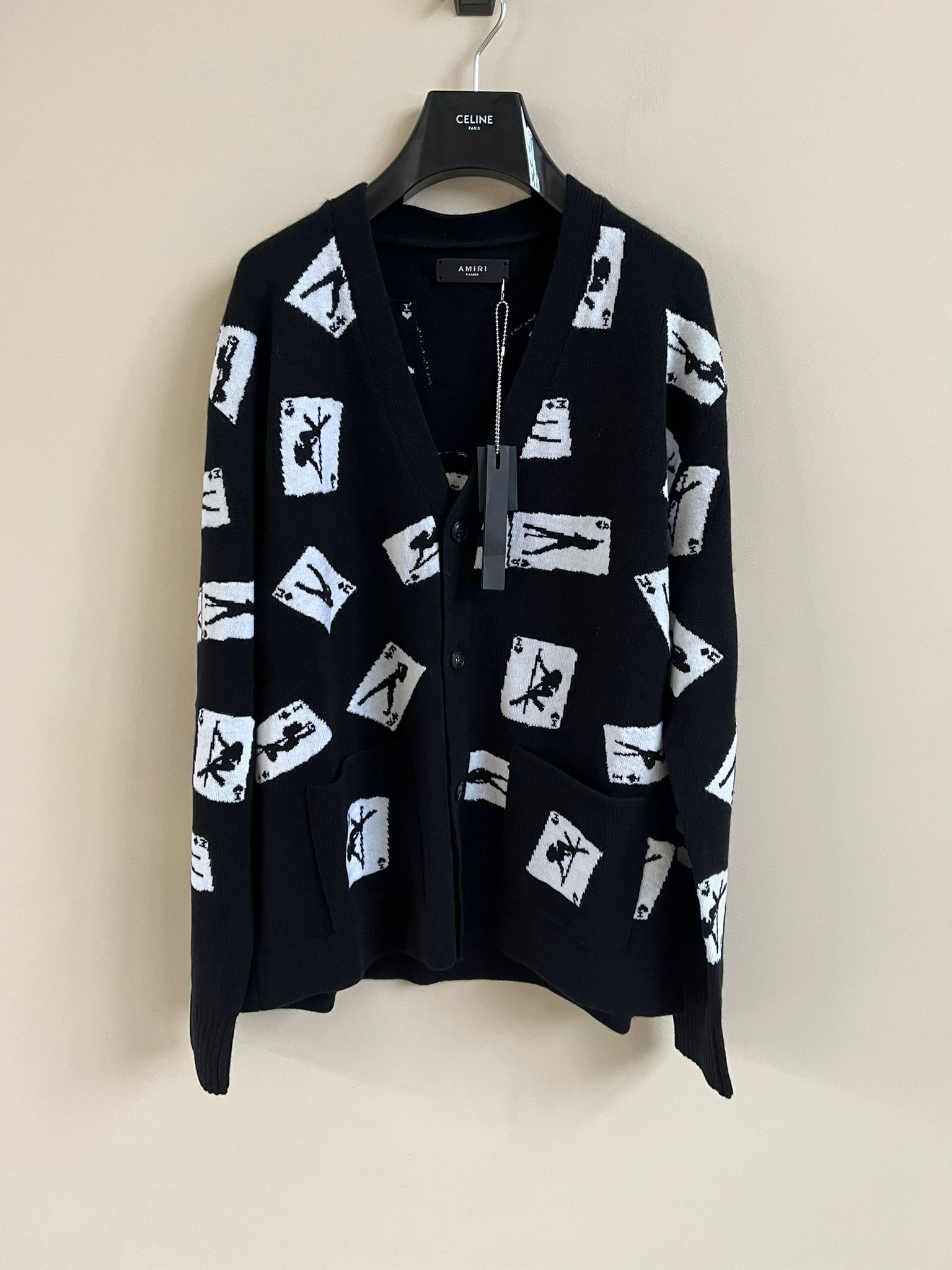 Amiri Cards Intarsla Cardigan in Black Size US XL / EU 56 / 4 - 9 Thumbnail