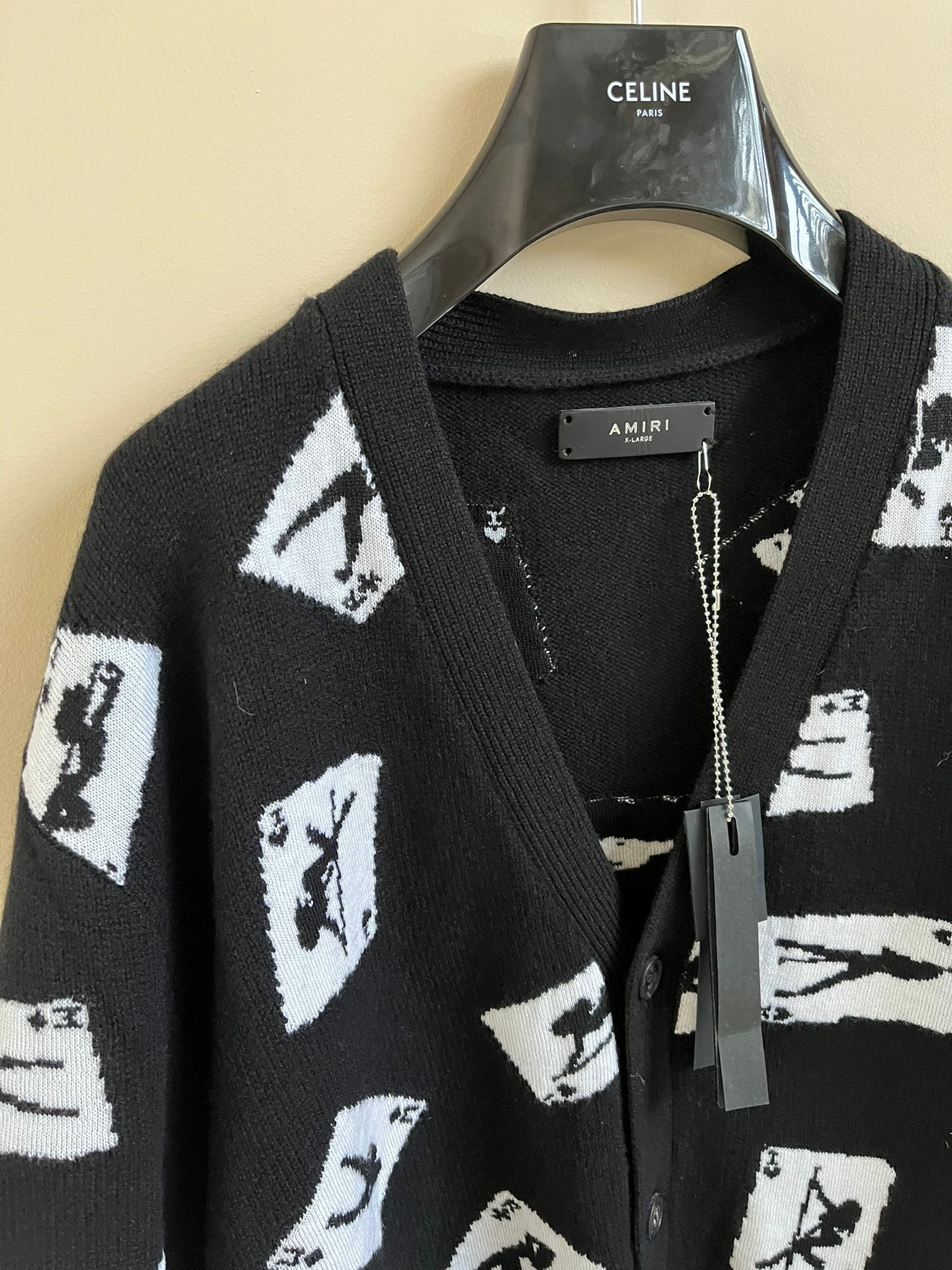 Amiri Cards Intarsla Cardigan in Black Size US XL / EU 56 / 4 - 6 Thumbnail