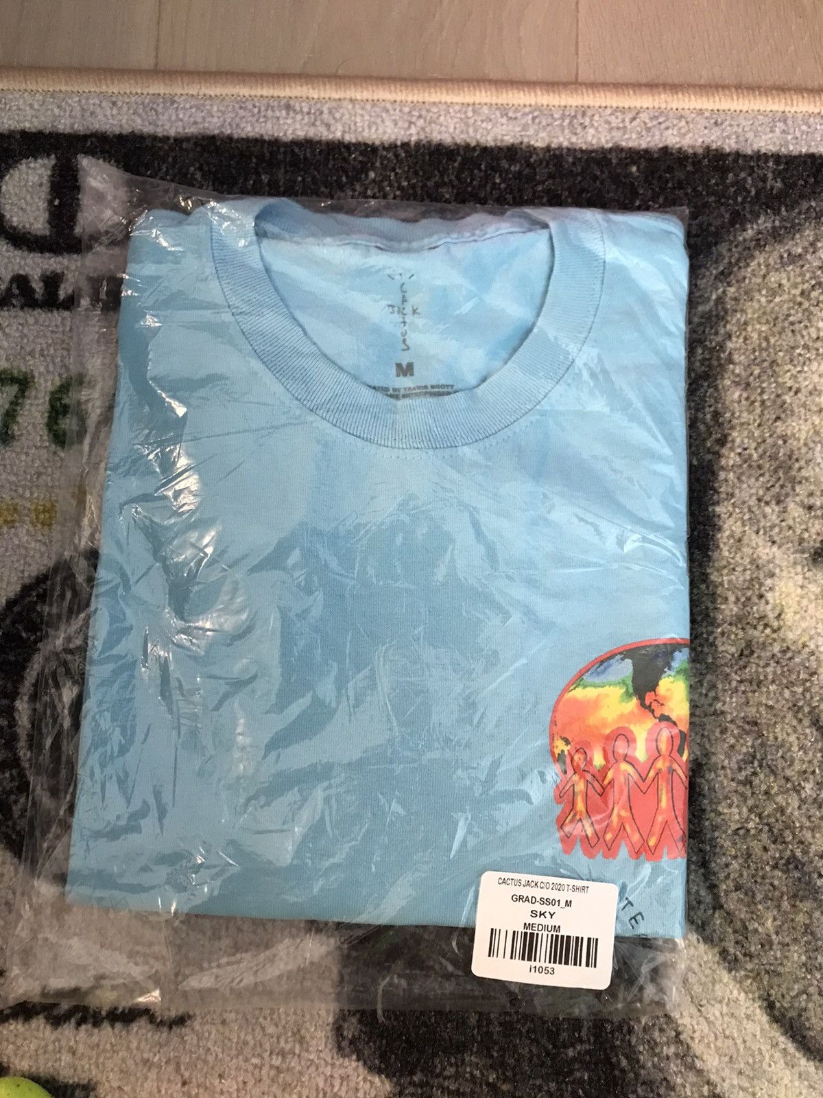 image of Travis Scott Cactus Jack C/o 2020 T-Shirt Light Blue, Men's (Size Medium)