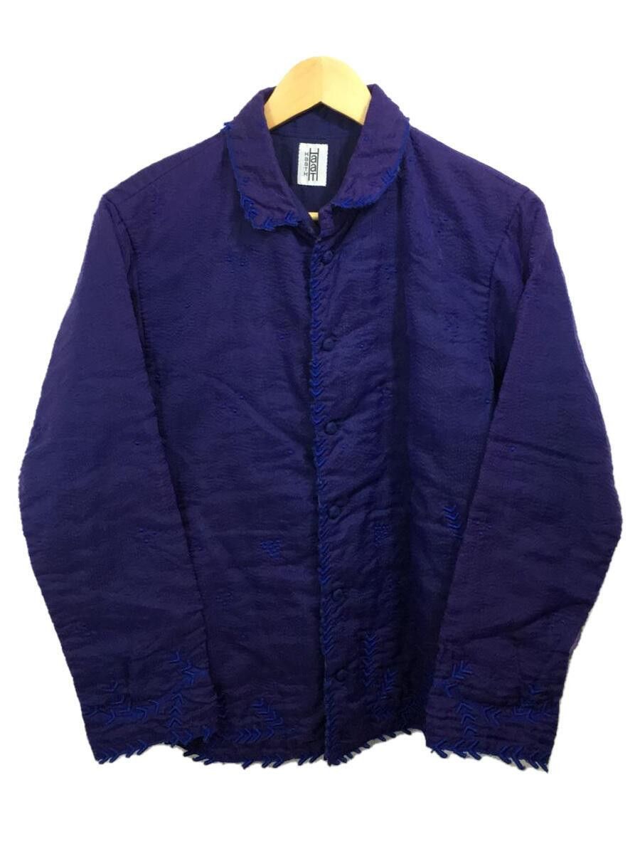 image of Issey Miyake Ss14 Haat Embroidered Button Jacket in Blue Purple, Men's (Size Medium)