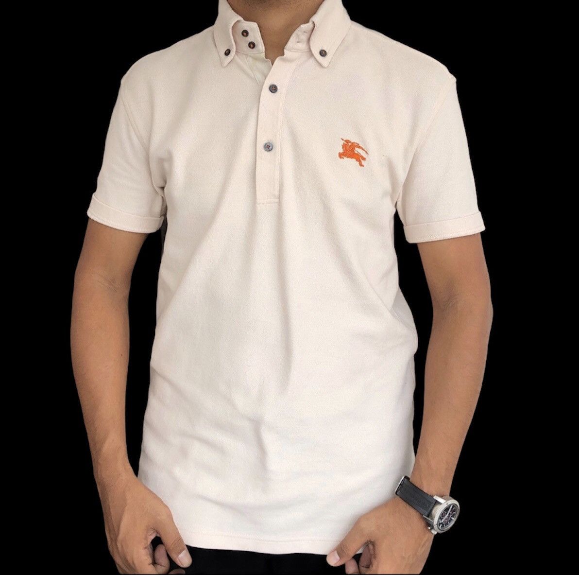 image of Burberry Black Label Short Sleeves T-Shirt in Brown, Men's (Size Medium)