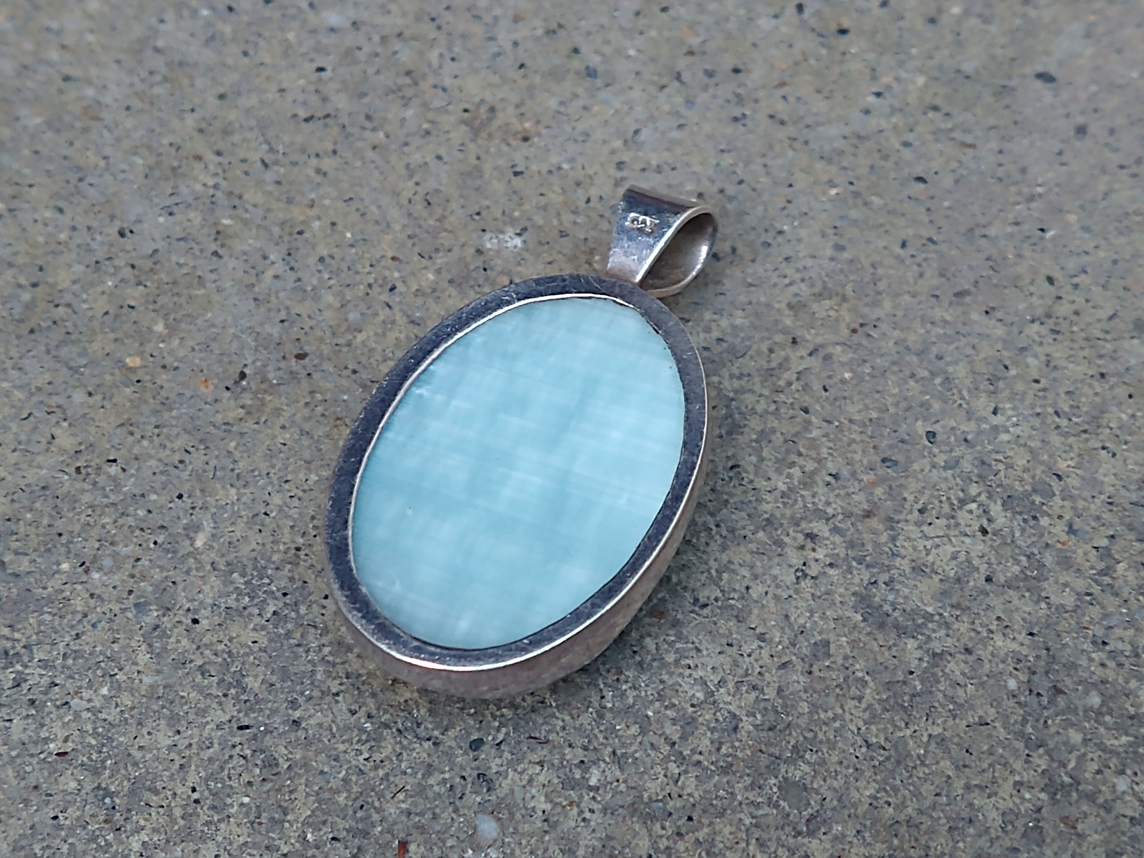 Other Vintage Sterling Silver Pendant Blue Cat's Eye Modern Oval Size ONE SIZE - 9 Thumbnail
