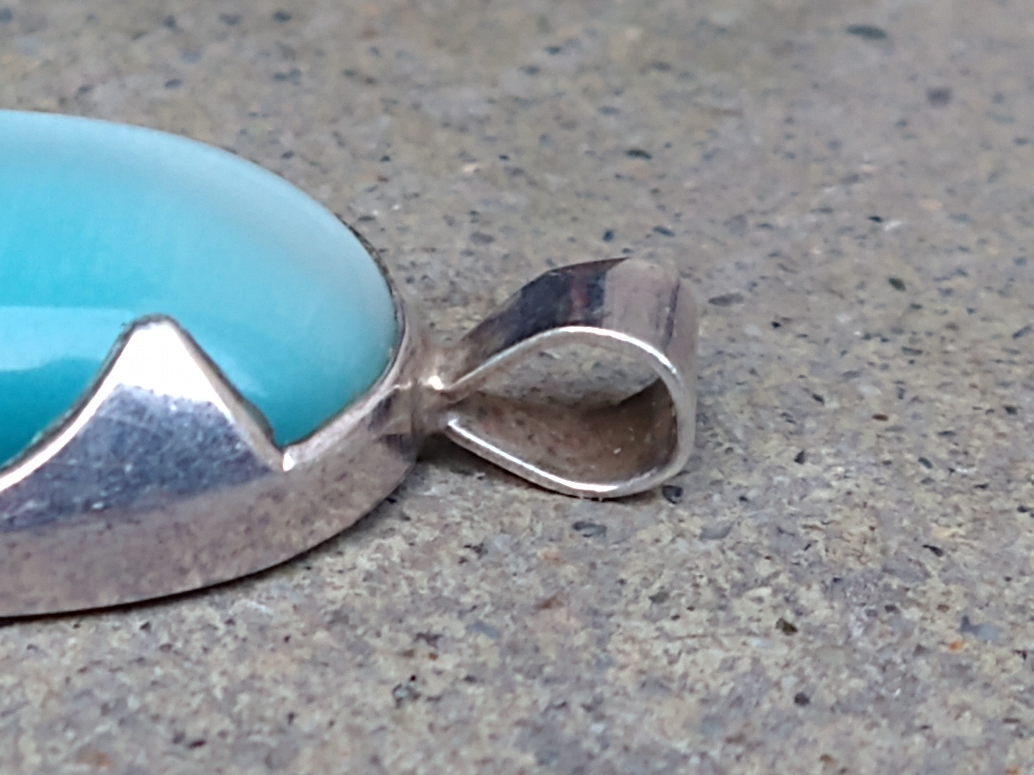 Other Vintage Sterling Silver Pendant Blue Cat's Eye Modern Oval Size ONE SIZE - 7 Thumbnail