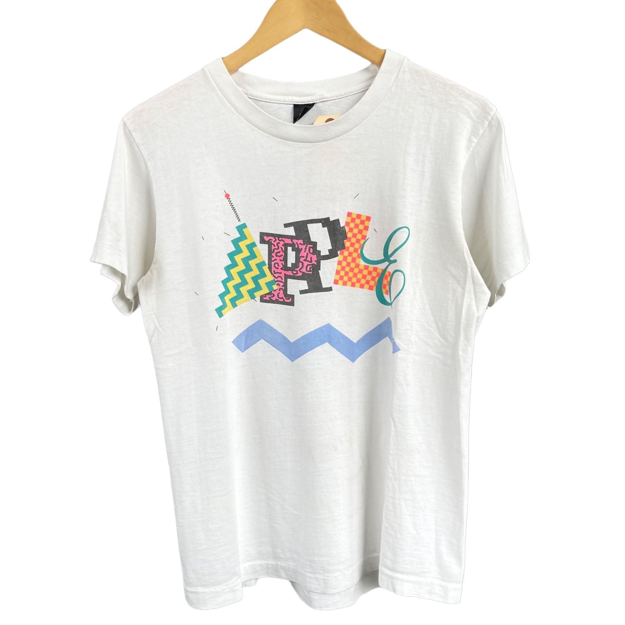 image of 80's Macintosh Apple Computer T-Shirt in White, Women's (Size Small)