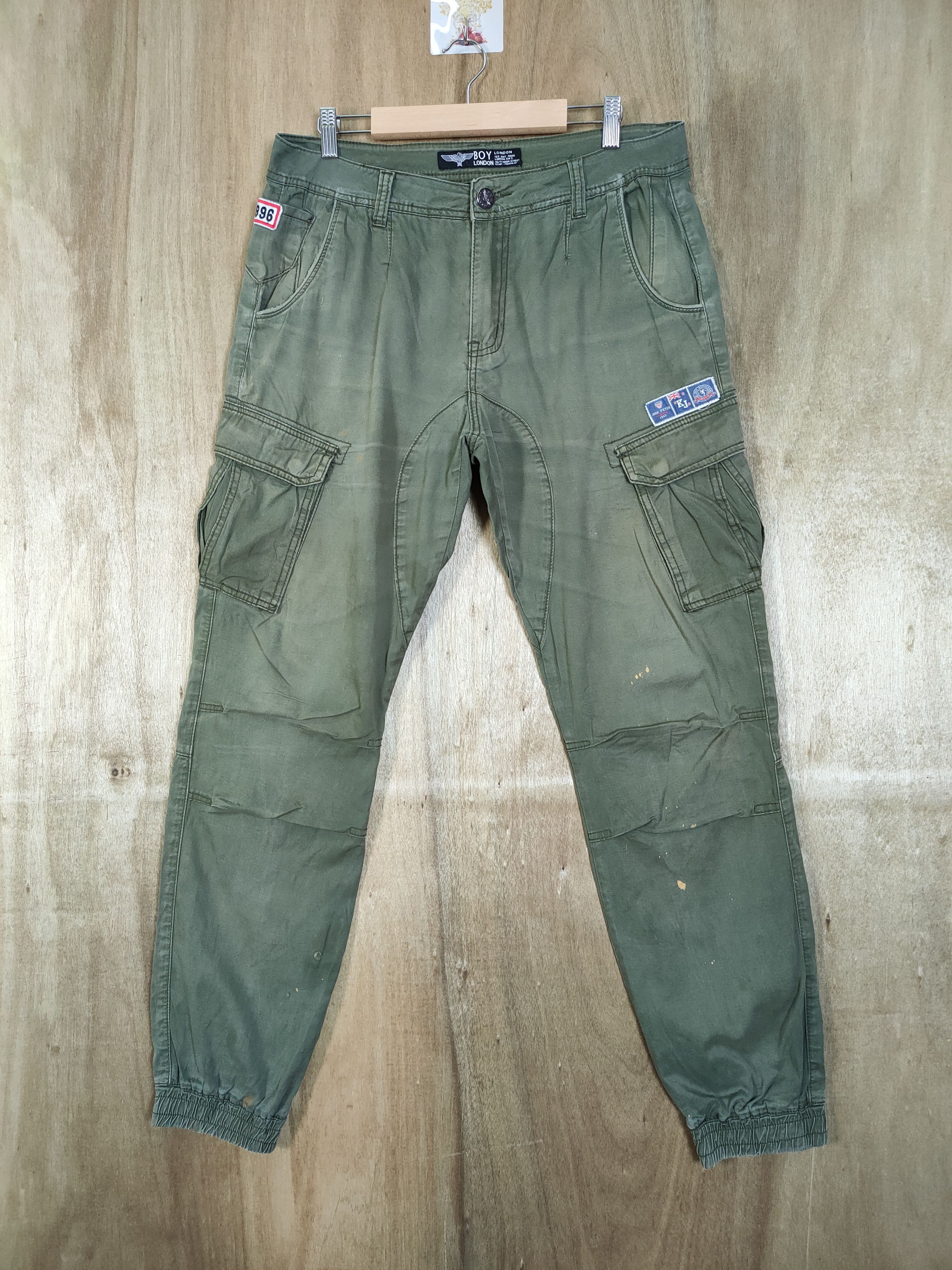 image of Boy London Faded Green Cargo Pants, Men's (Size 33)