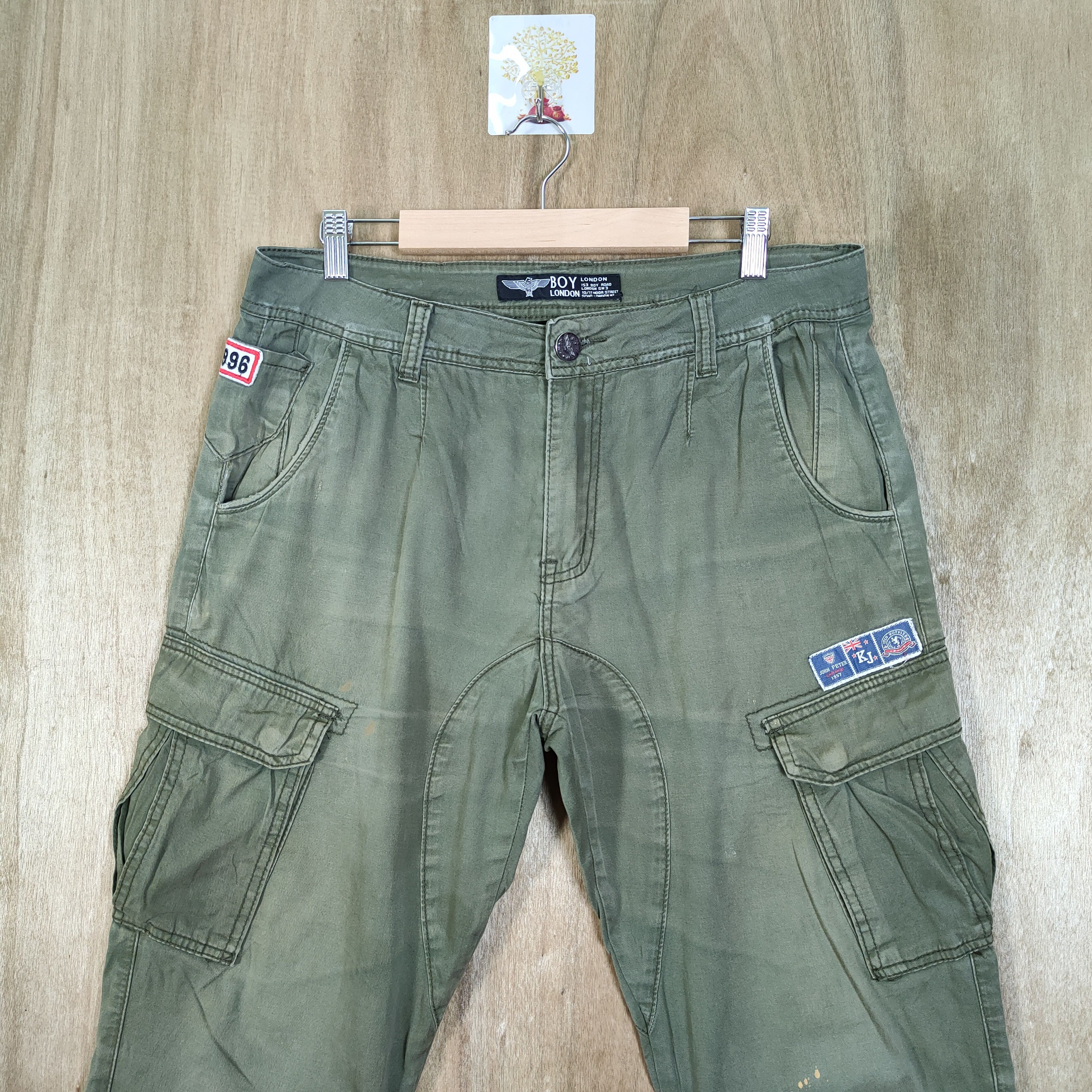 Boy London × Seditionaries BOY LONDON FADED GREEN CARGO PANTS Size US 33 - 2 Thumbnail