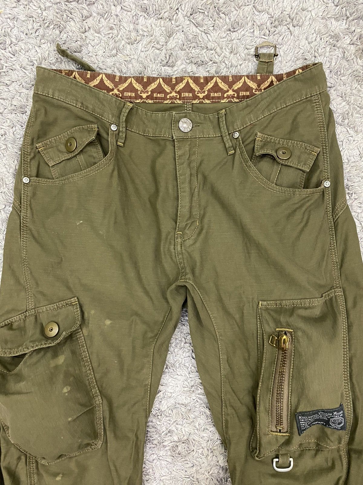 Edwin 🔥Edwin Cargo Pants Tactical Back Buckle L Green Size US 34 / EU 50 - 6 Thumbnail