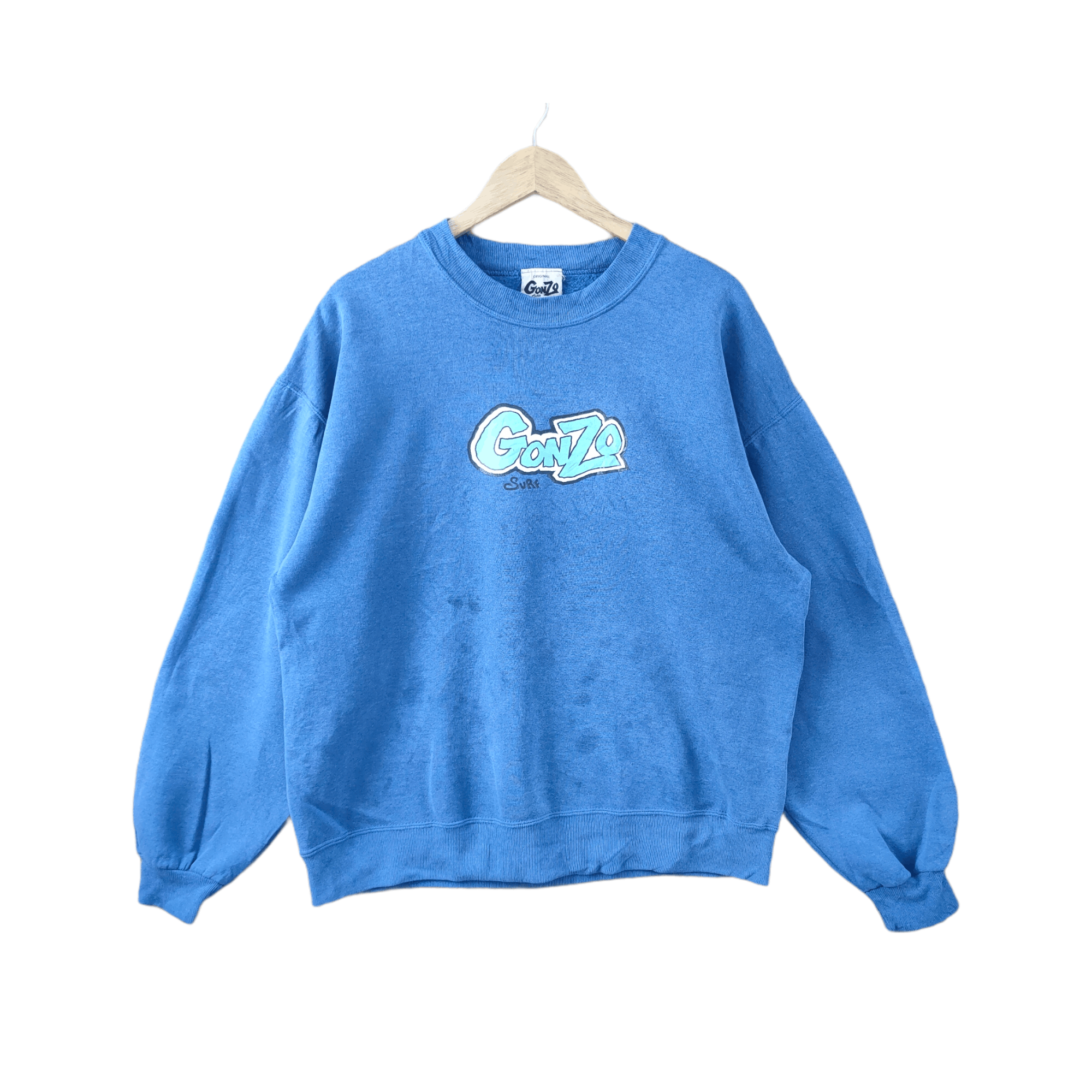 image of Surf Style x Vintage Gonzo Surf Faded Sweatshirt in Faded Blue, Men's (Size Large)