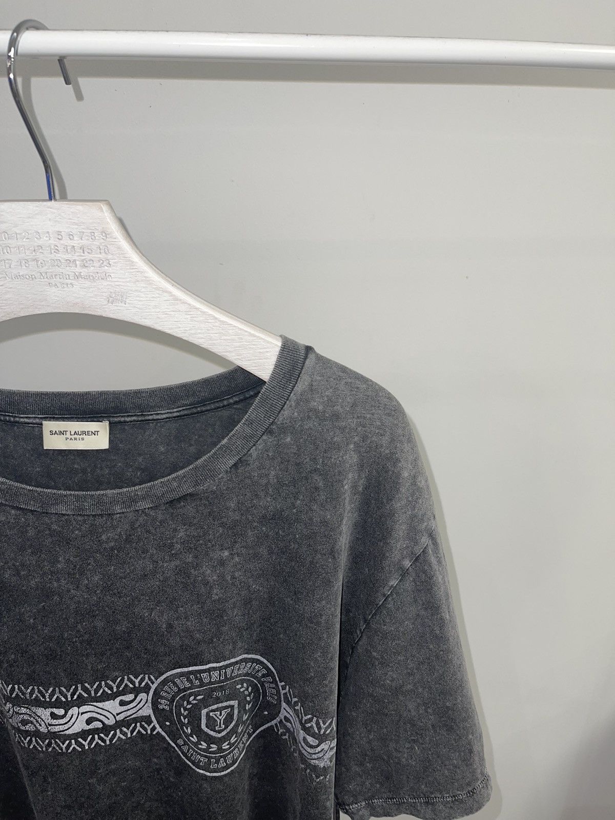 Saint Laurent Paris SS17 Saint Laurent Paris Big Logo Washed Gray T-Shirt Size US XL / EU 56 / 4 - 2 Thumbnail