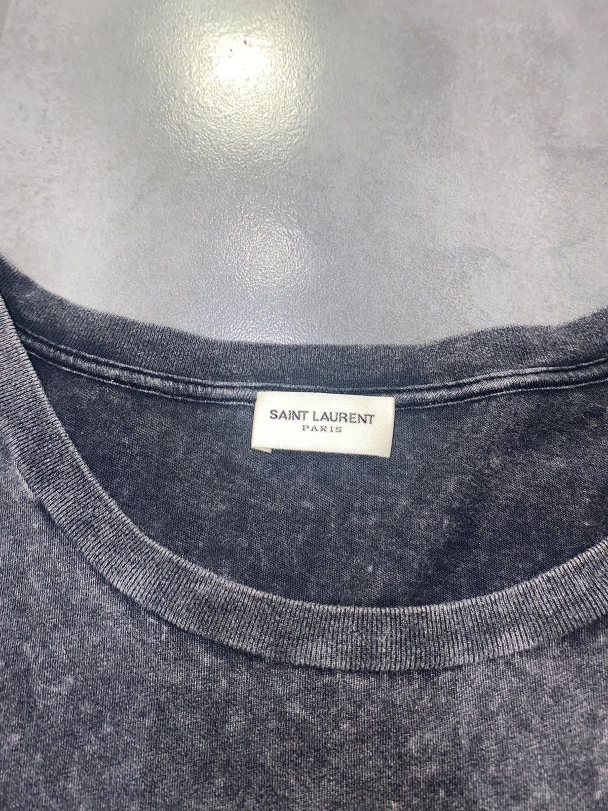 Saint Laurent Paris SS17 Saint Laurent Paris Big Logo Washed Gray T-Shirt Size US XL / EU 56 / 4 - 11 Thumbnail