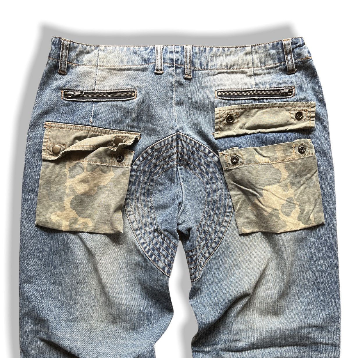14th Addiction × Exhibit66Studios VINTAGE DISTRESSED EXHIBITIONIST JEANS CAMOUFLAGE POCKETS Size US 36 / EU 52 - 8 Thumbnail