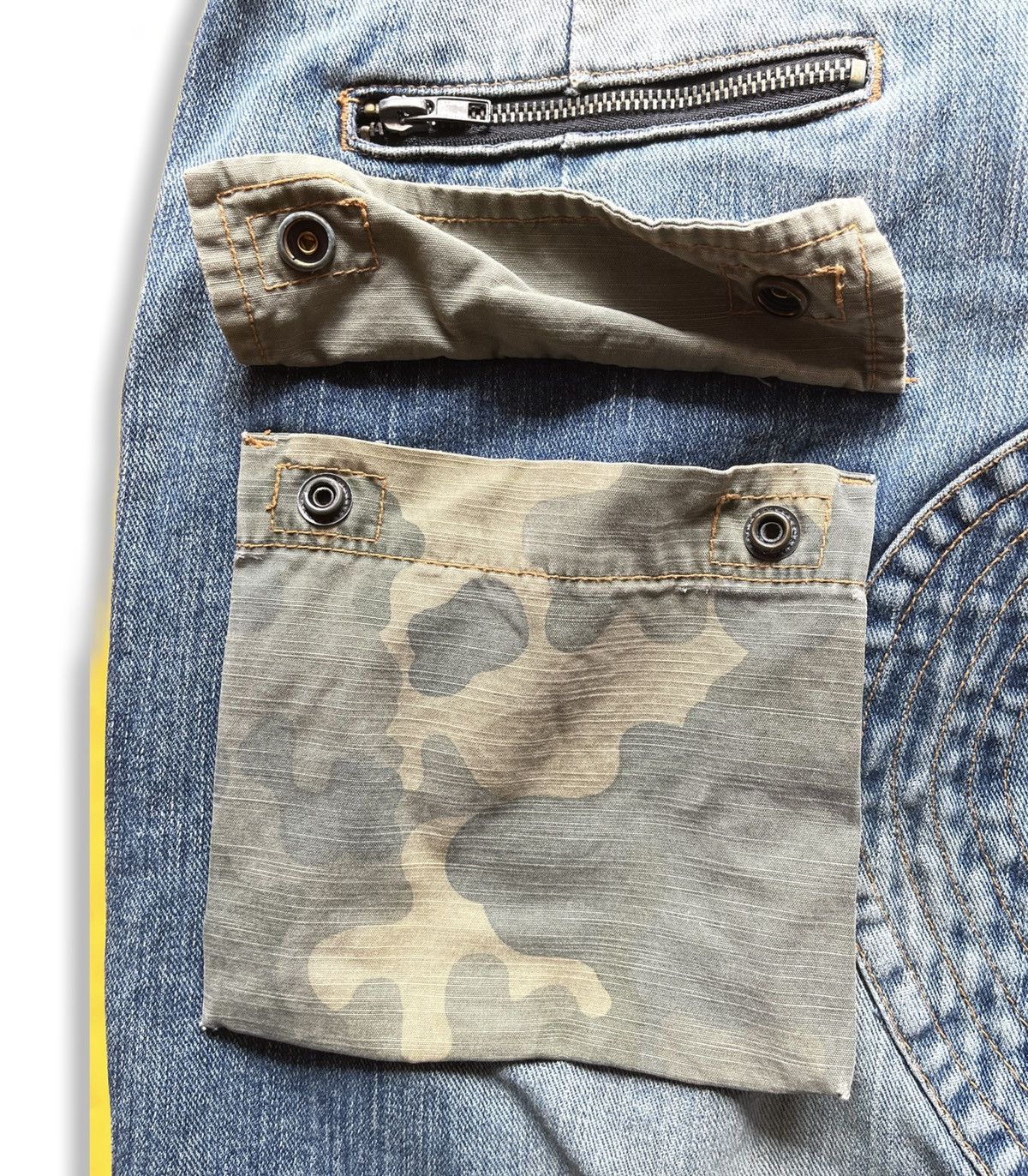 14th Addiction × Exhibit66Studios VINTAGE DISTRESSED EXHIBITIONIST JEANS CAMOUFLAGE POCKETS Size US 36 / EU 52 - 9 Thumbnail