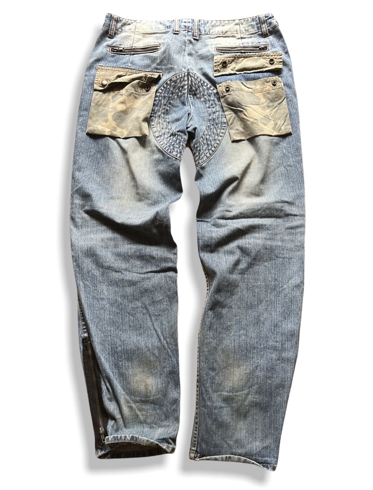 14th Addiction × Exhibit66Studios VINTAGE DISTRESSED EXHIBITIONIST JEANS CAMOUFLAGE POCKETS Size US 36 / EU 52 - 12 Thumbnail