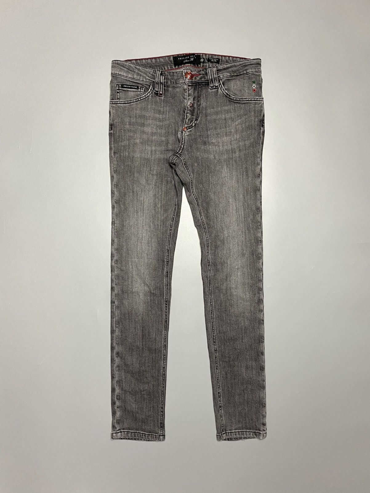 Philipp Plein ash gray washed effect skinny jeans