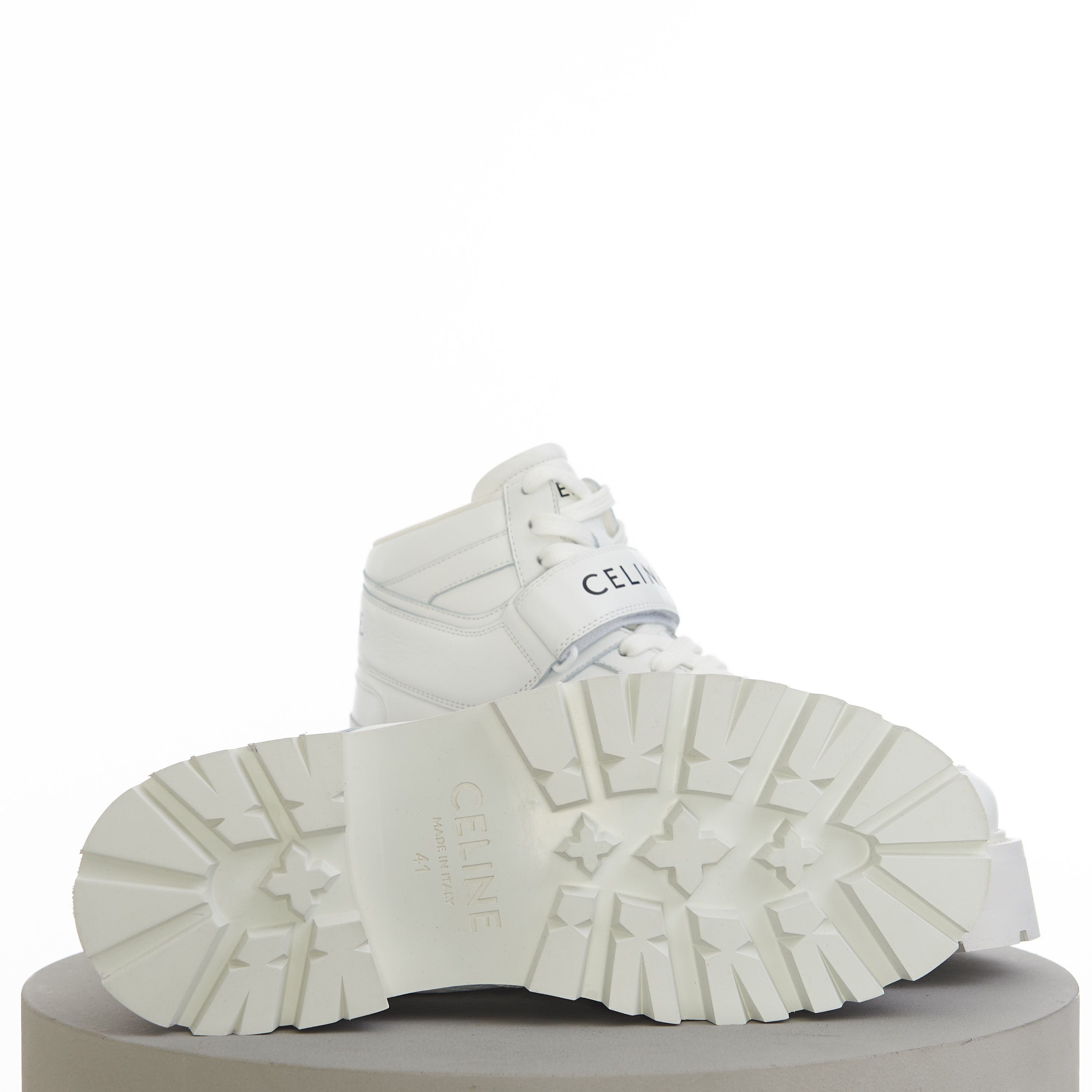 Celine Bulky Trainer High Sneaker With Velcro In White Calfskin Size US 11 / EU 44 - 11 Thumbnail