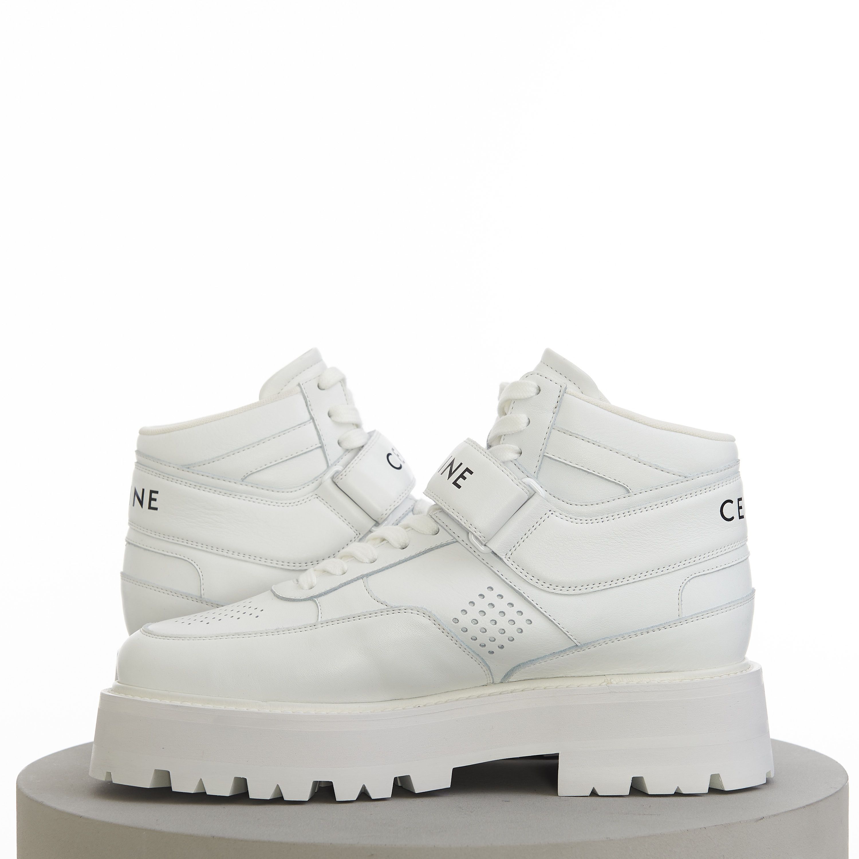 Celine Bulky Trainer High Sneaker With Velcro In White Calfskin Size US 11 / EU 44 - 10 Thumbnail