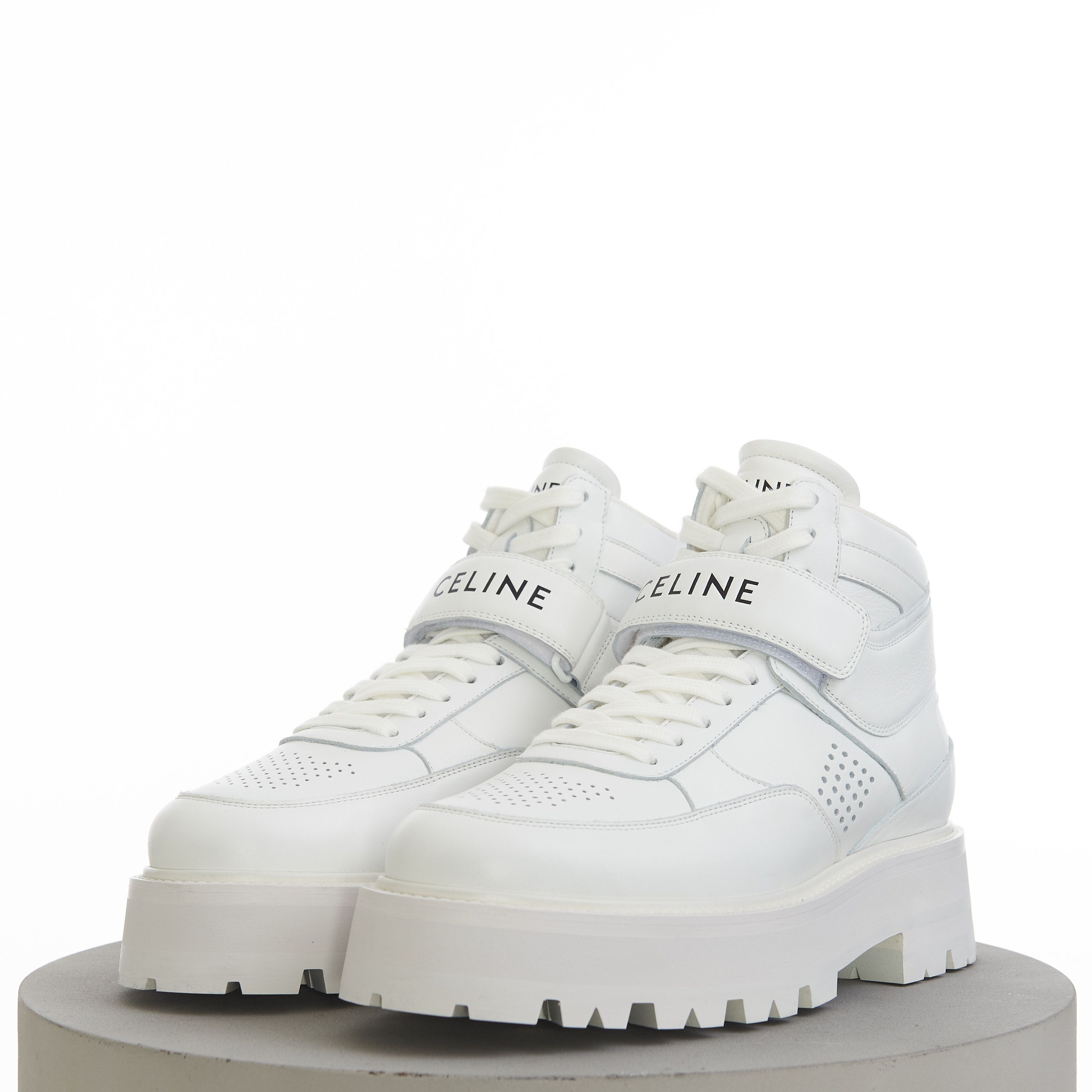 Celine Bulky Trainer High Sneaker With Velcro In White Calfskin Size US 11 / EU 44 - 5 Thumbnail