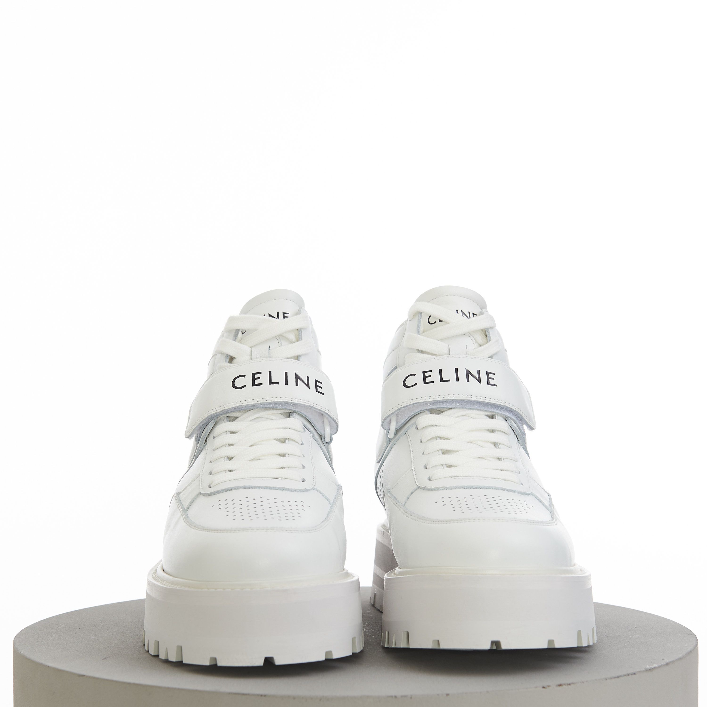 Celine Bulky Trainer High Sneaker With Velcro In White Calfskin Size US 11 / EU 44 - 4 Thumbnail