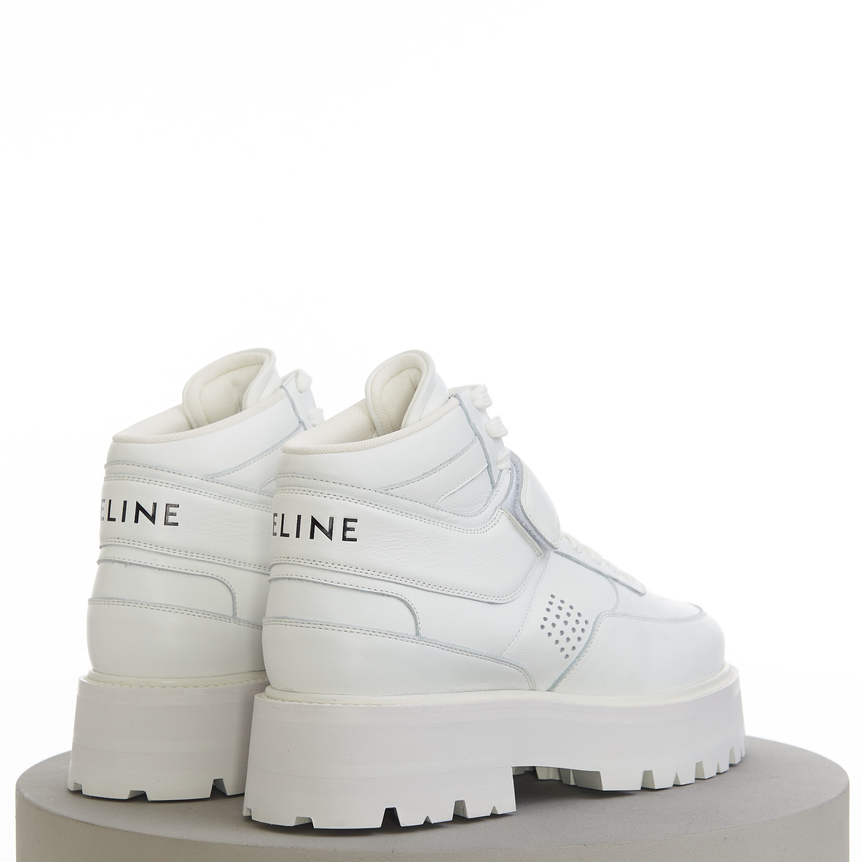 Celine Bulky Trainer High Sneaker With Velcro In White Calfskin Size US 11 / EU 44 - 9 Thumbnail