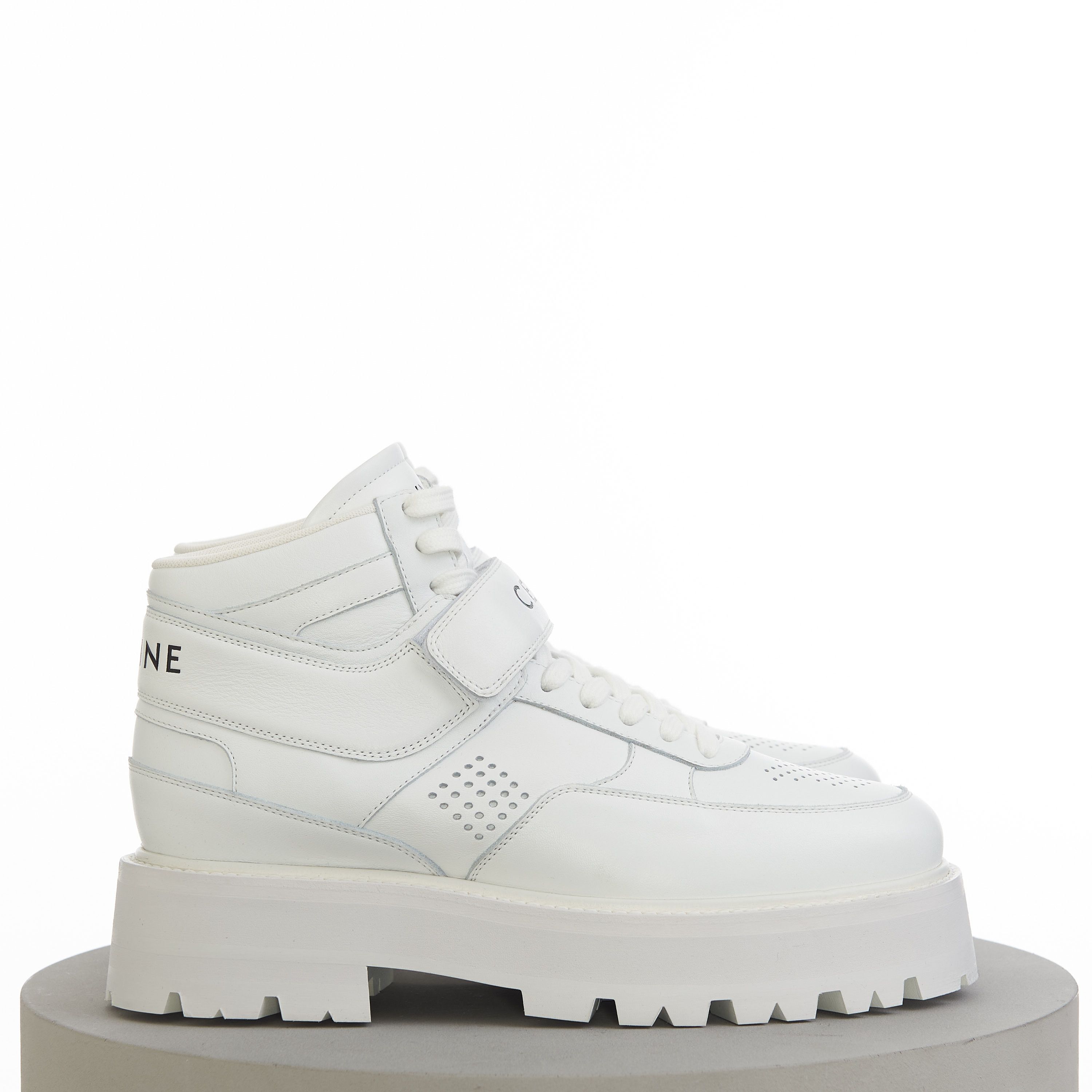 Celine Bulky Trainer High Sneaker With Velcro In White Calfskin Size US 11 / EU 44 - 2 Thumbnail
